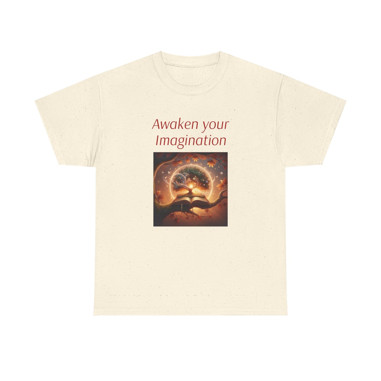 Unisex Heavy Cotton Tee - "Awaken Your Imagination" Inspirational Shirt - The Dreamer's Bookshop.