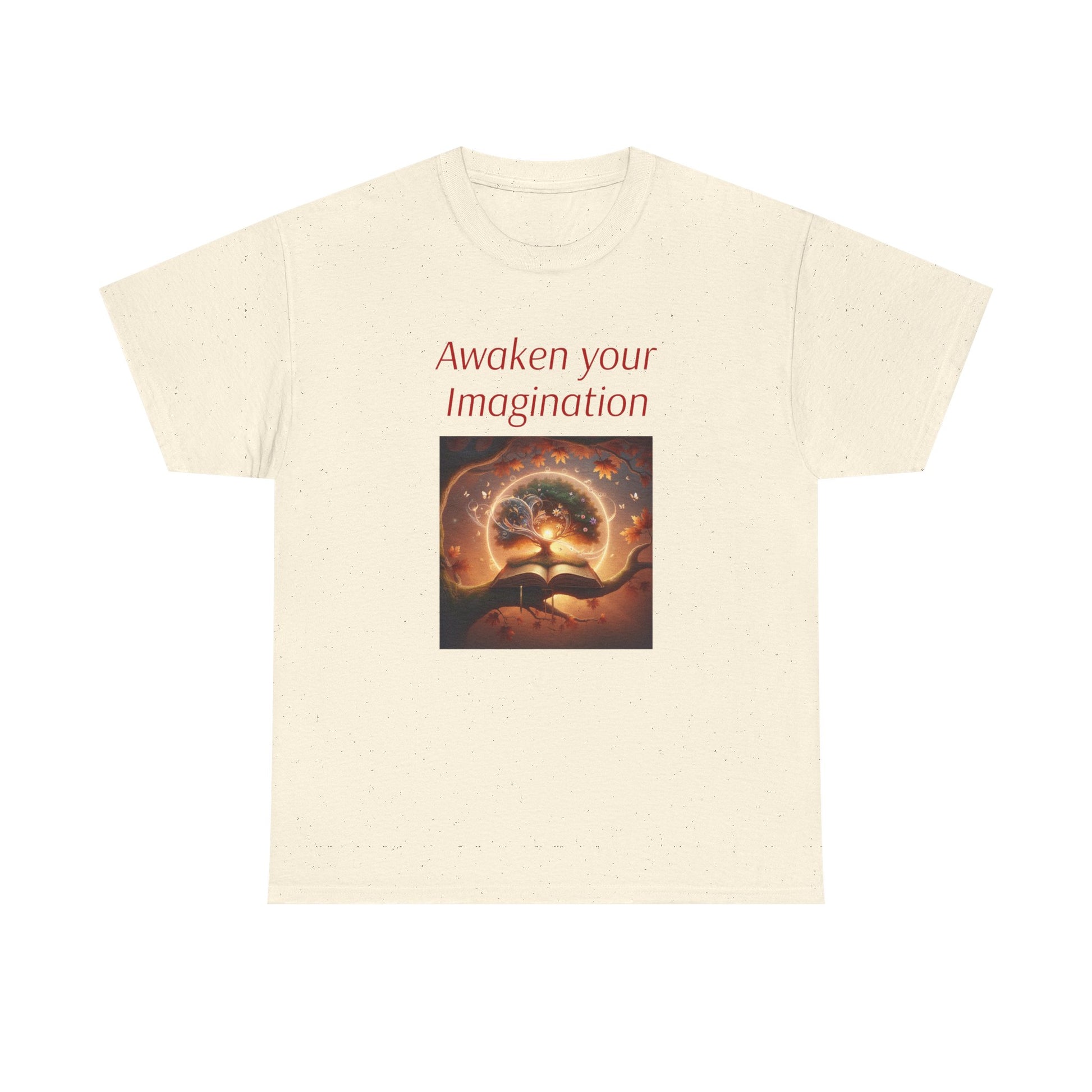 Unisex Heavy Cotton Tee - "Awaken Your Imagination" Inspirational Shirt - The Dreamer's Bookshop.