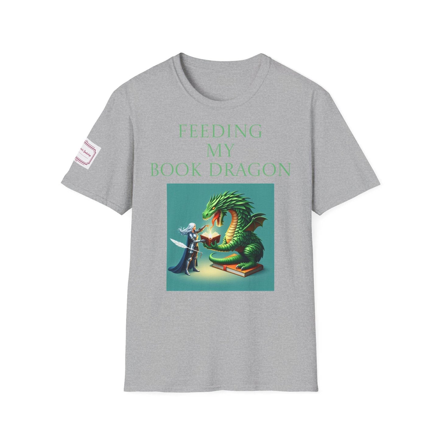 Inspirational Unisex Softstyle T-Shirt - 'Book Dragon' Motivational Design - The Dreamer's Bookshop.