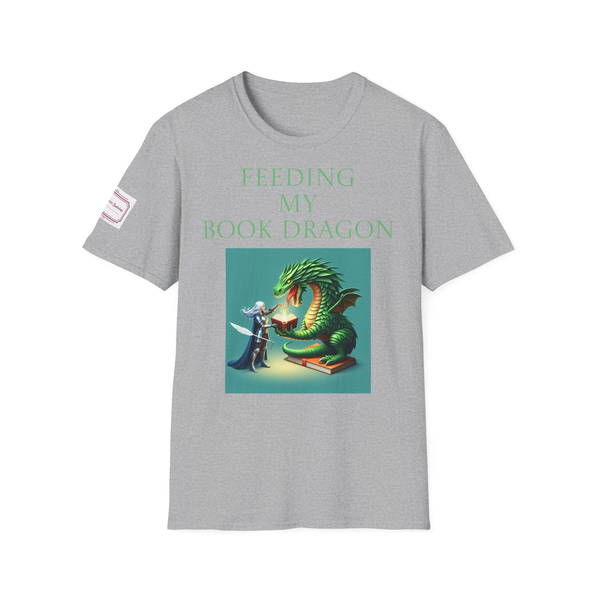 Inspirational Unisex Softstyle T-Shirt - 'Book Dragon' Motivational Design - The Dreamer's Bookshop.
