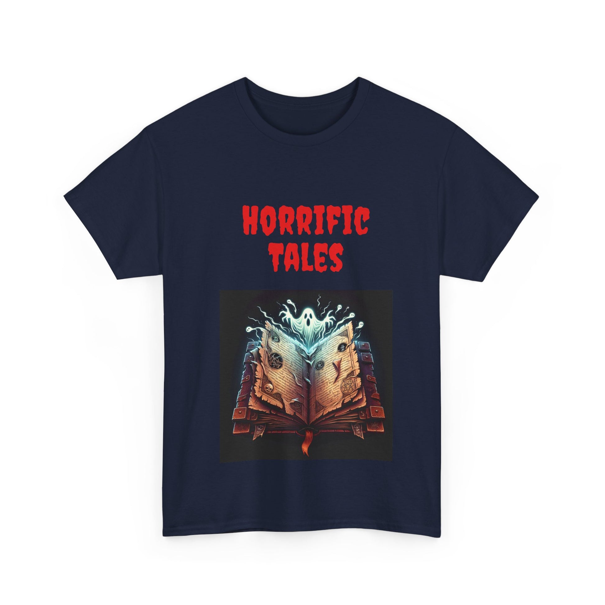Book Lover's Unisex Heavy Cotton Tee - "Horrific Tales" - The Dreamer's Bookshop.