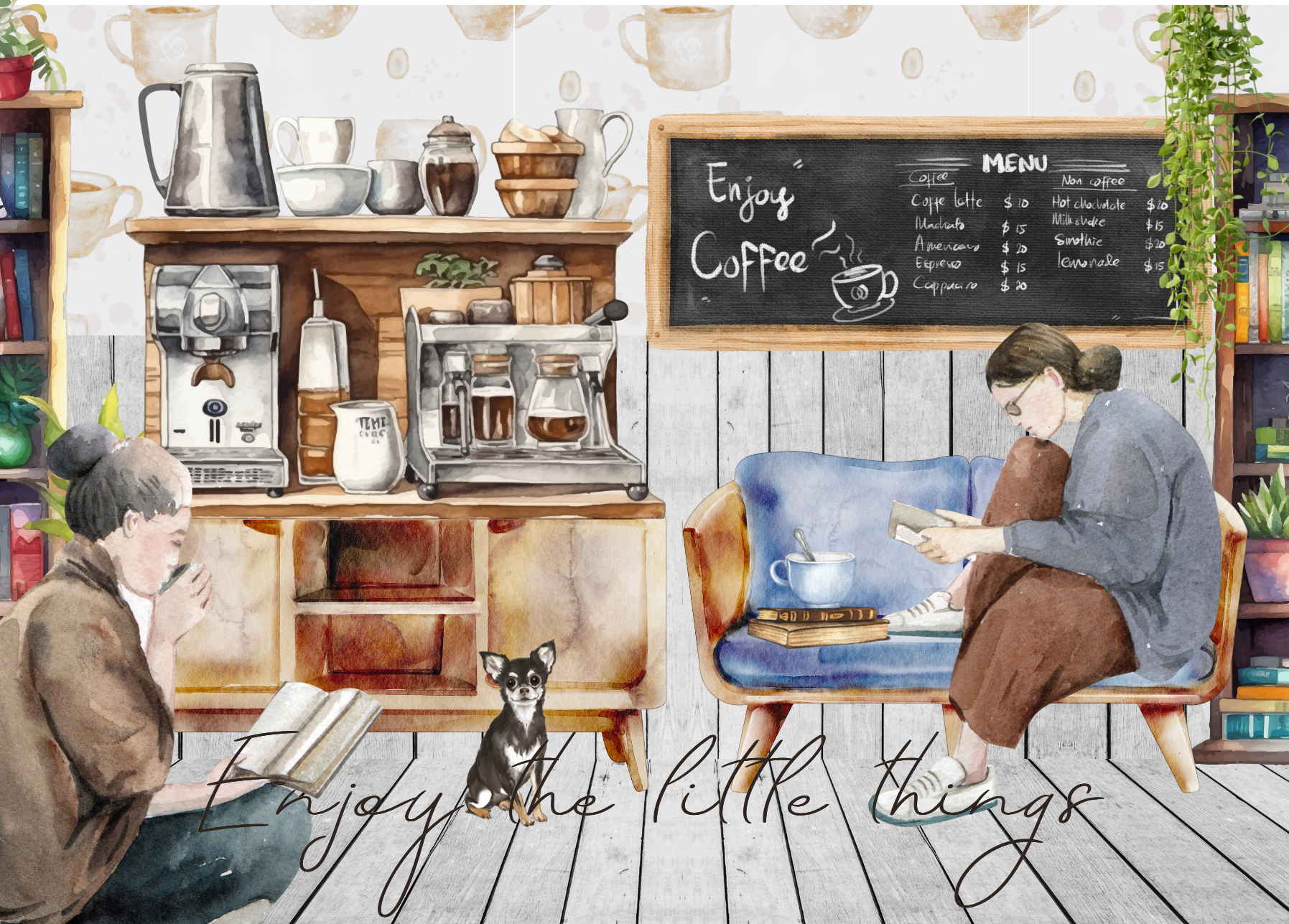 The Dreamer's Bookshop "Coffee Shop" Enjoy Little Things Card - The Dreamer's Bookshop.