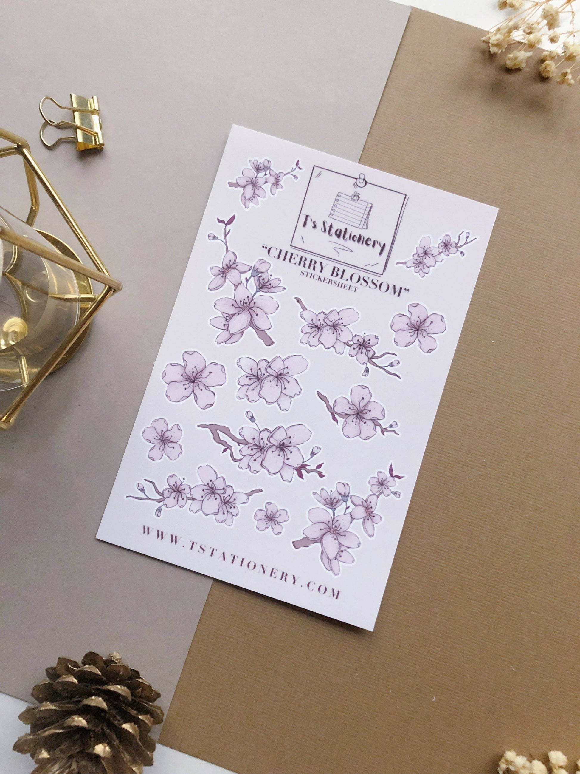 T's Stationery - „PET-stickers met kersenbloesem” - The Dreamer's Bookshop.
