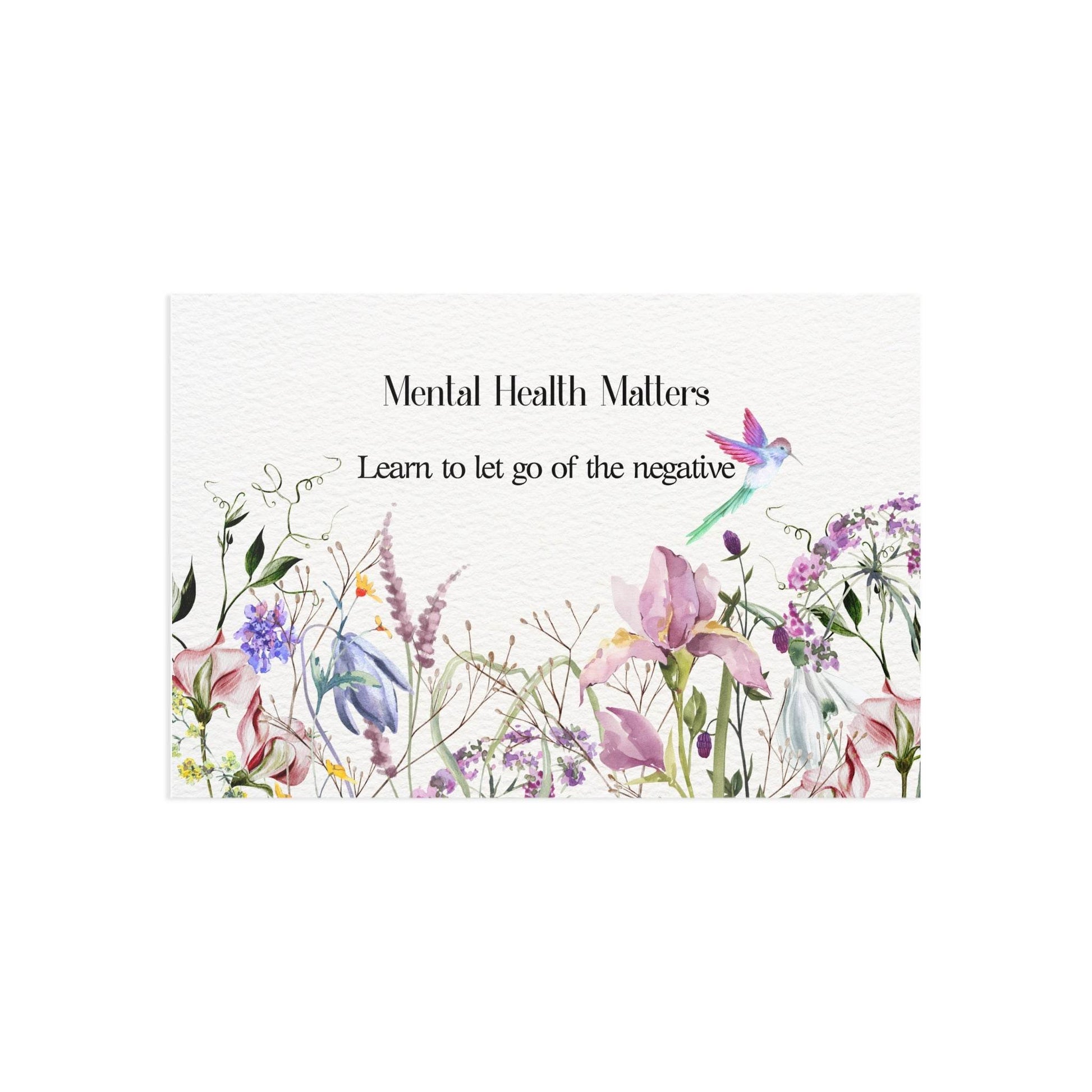 Watercolor "Let Go" Mental Health Matters Art Print Card - The Dreamer's Bookshop.