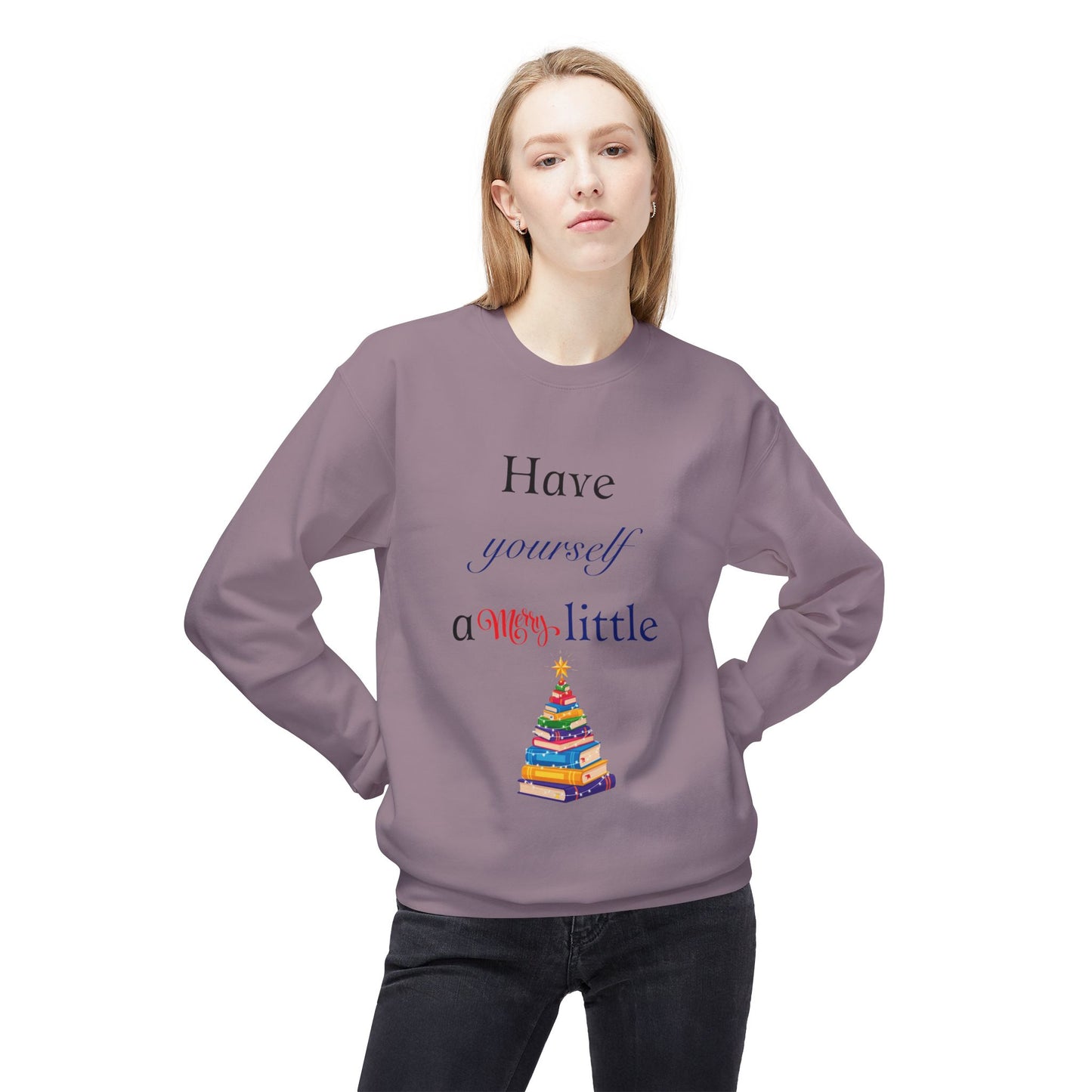 A Merry Little Bookmas - Fleece Crewneck Sweatshirt - Unisex Midweight