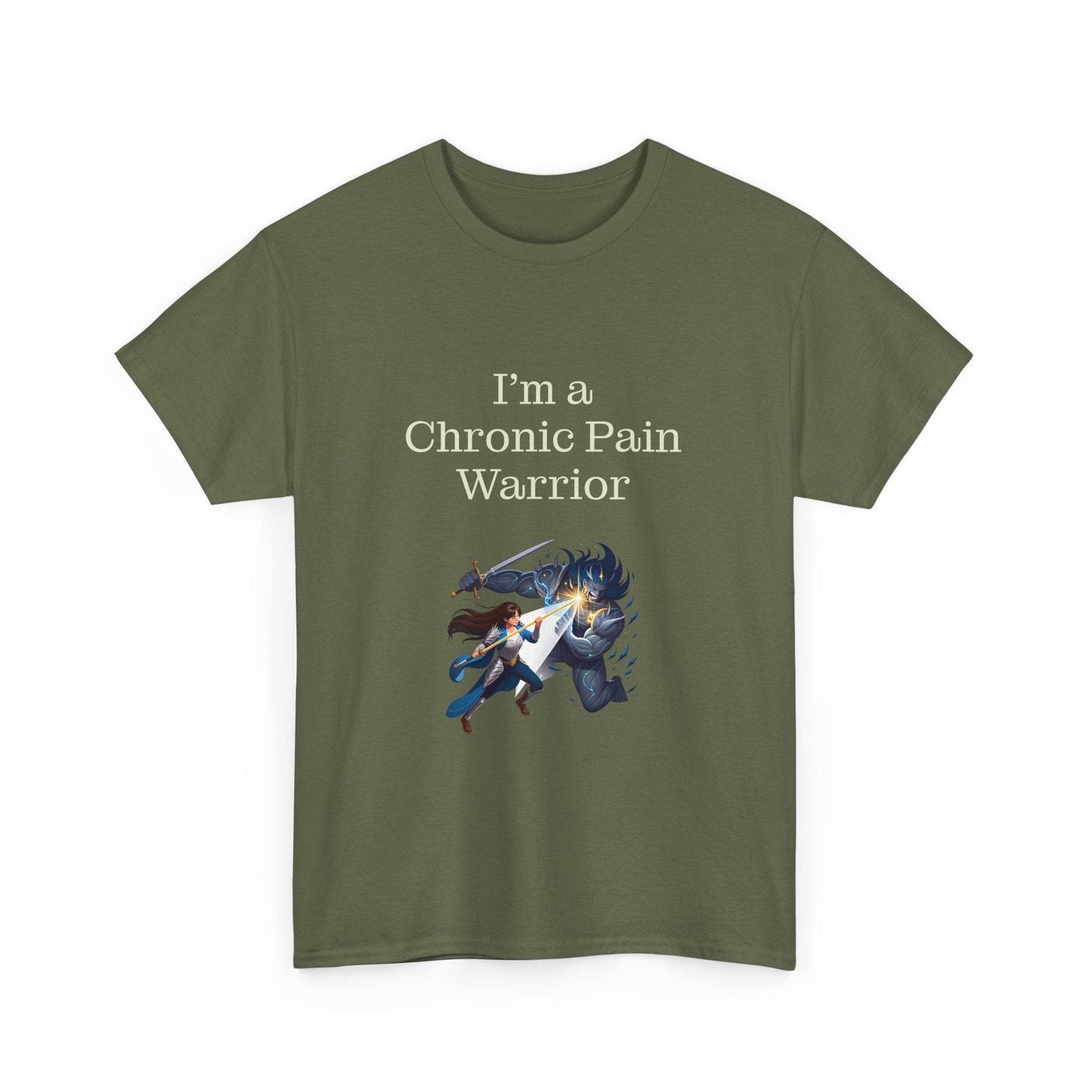 Chronic Pain Warrior Unisex Heavy Cotton Tee - Inspirational Battle T-Shirt - The Dreamer's Bookshop.