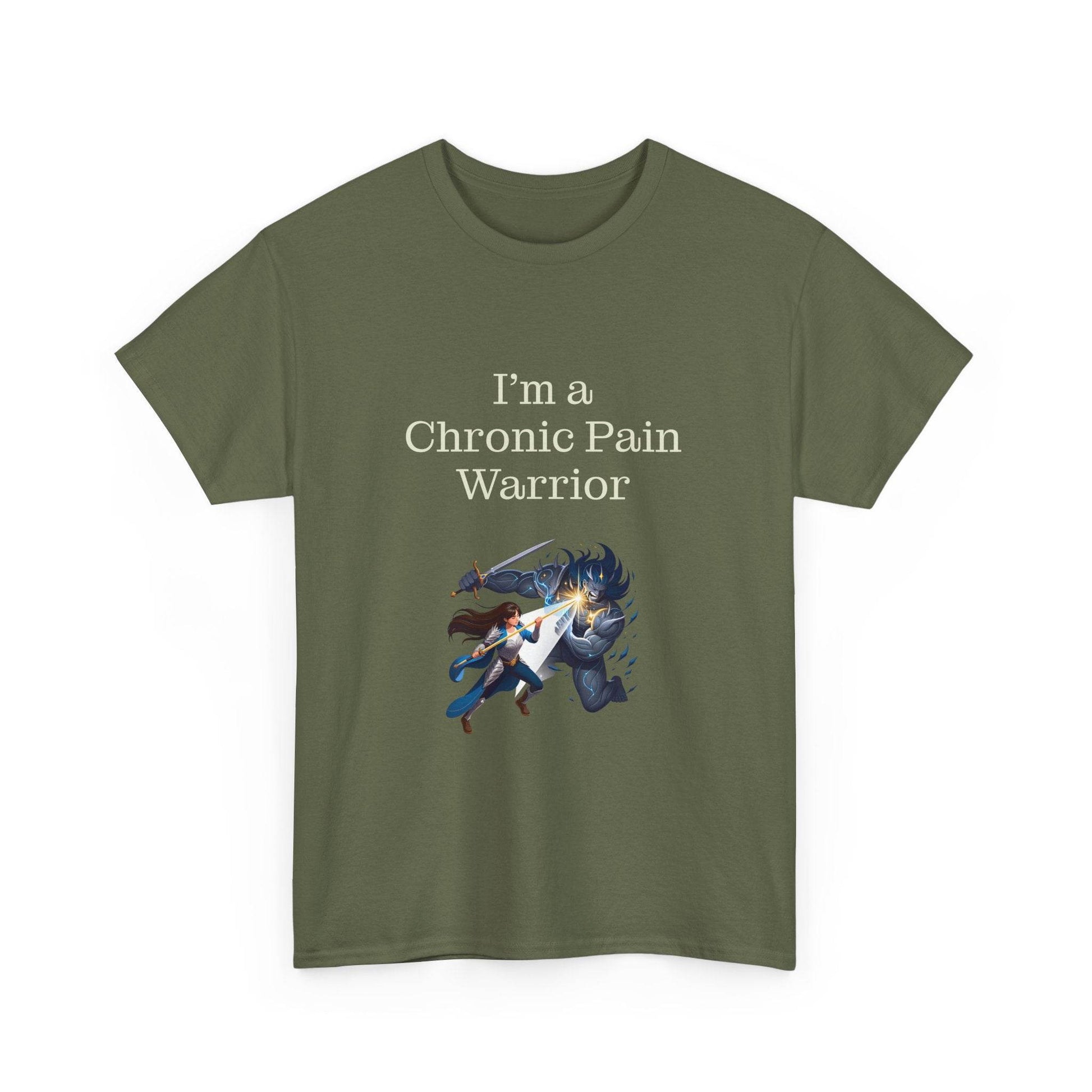 Chronic Pain Warrior Unisex Heavy Cotton Tee - Inspirational Battle T-Shirt - The Dreamer's Bookshop.