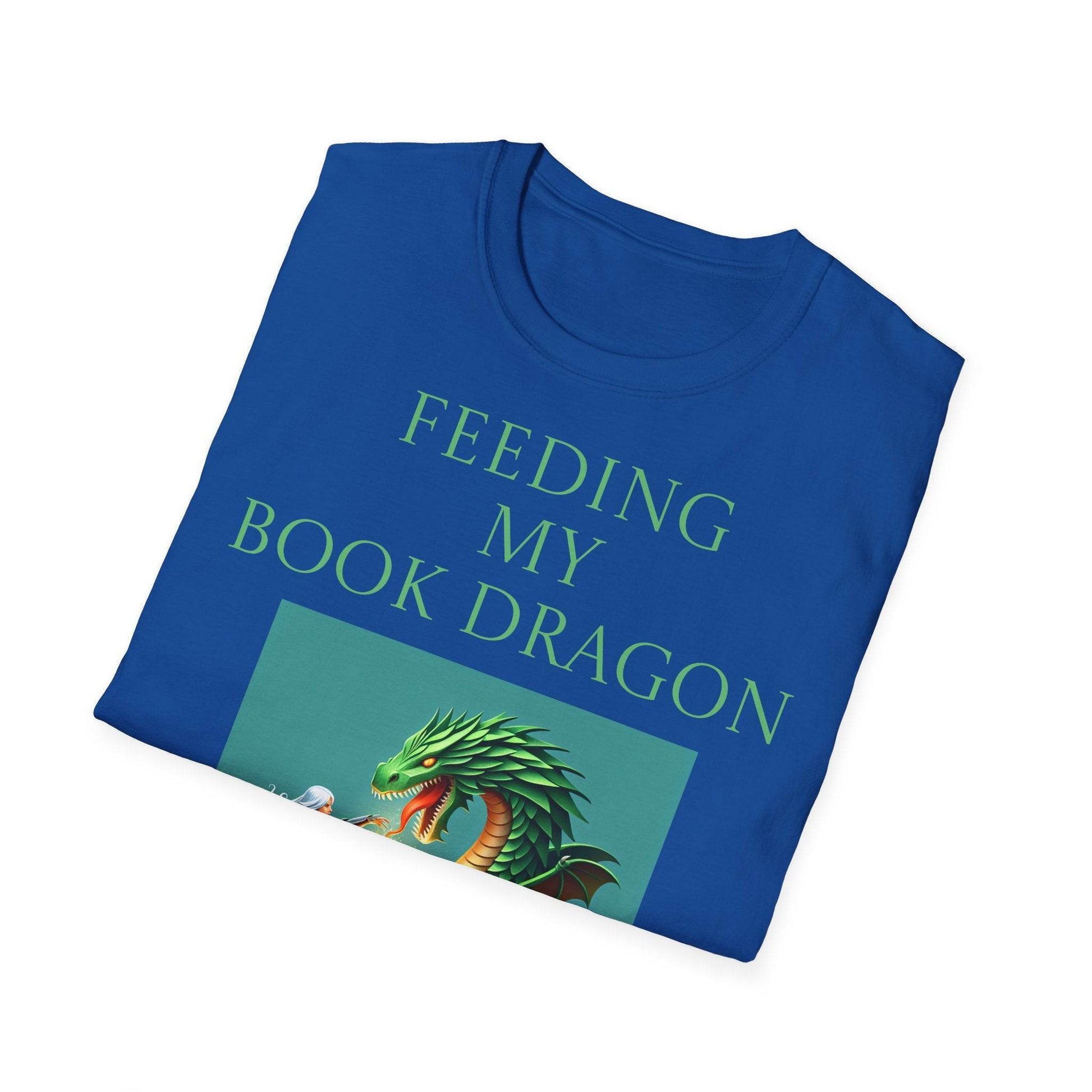 Inspirational Unisex Softstyle T-Shirt - 'Book Dragon' Motivational Design - The Dreamer's Bookshop.