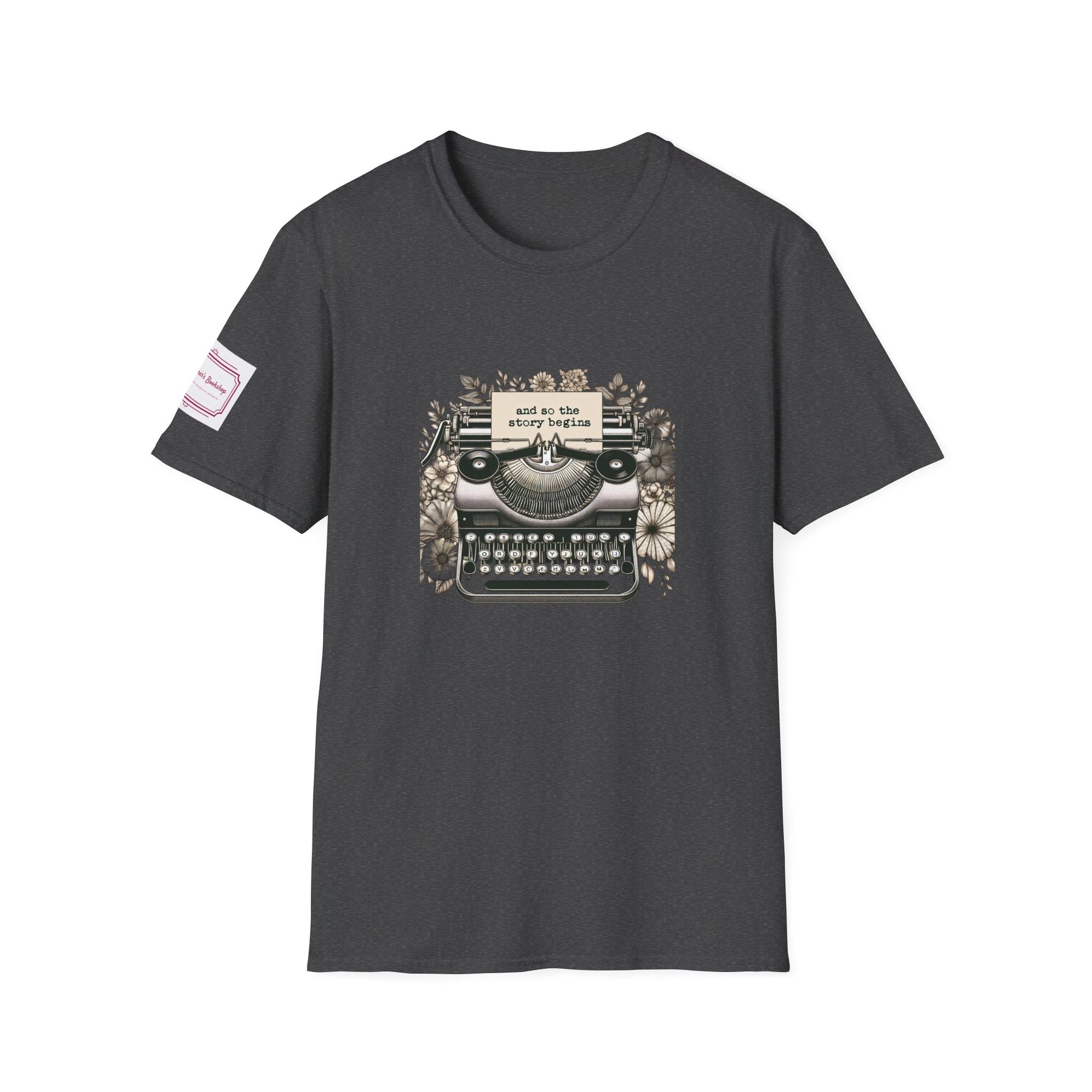 Unisex T-Shirt - Vintage Writing "Story Begins" for Book Lovers - The Dreamer's Bookshop.