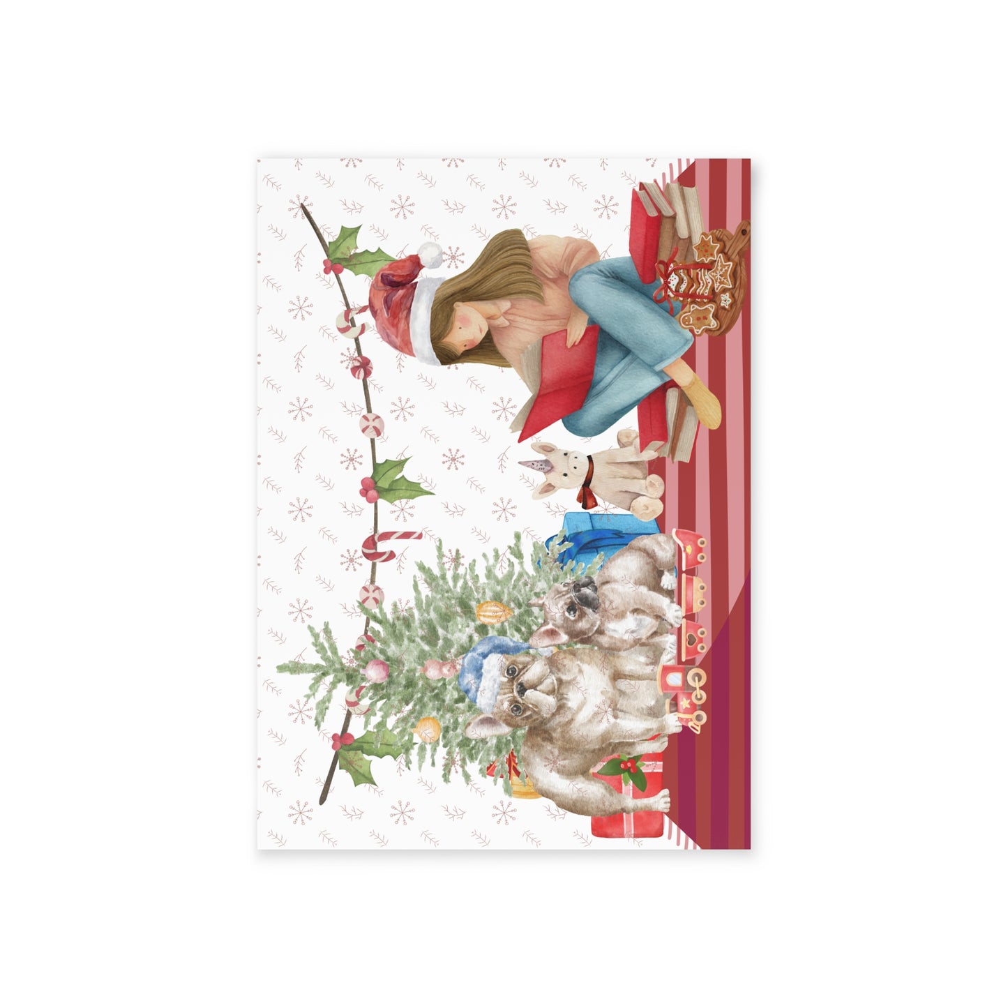 The Dreamer's Bookshop "Festive Pugs" Christmas Card