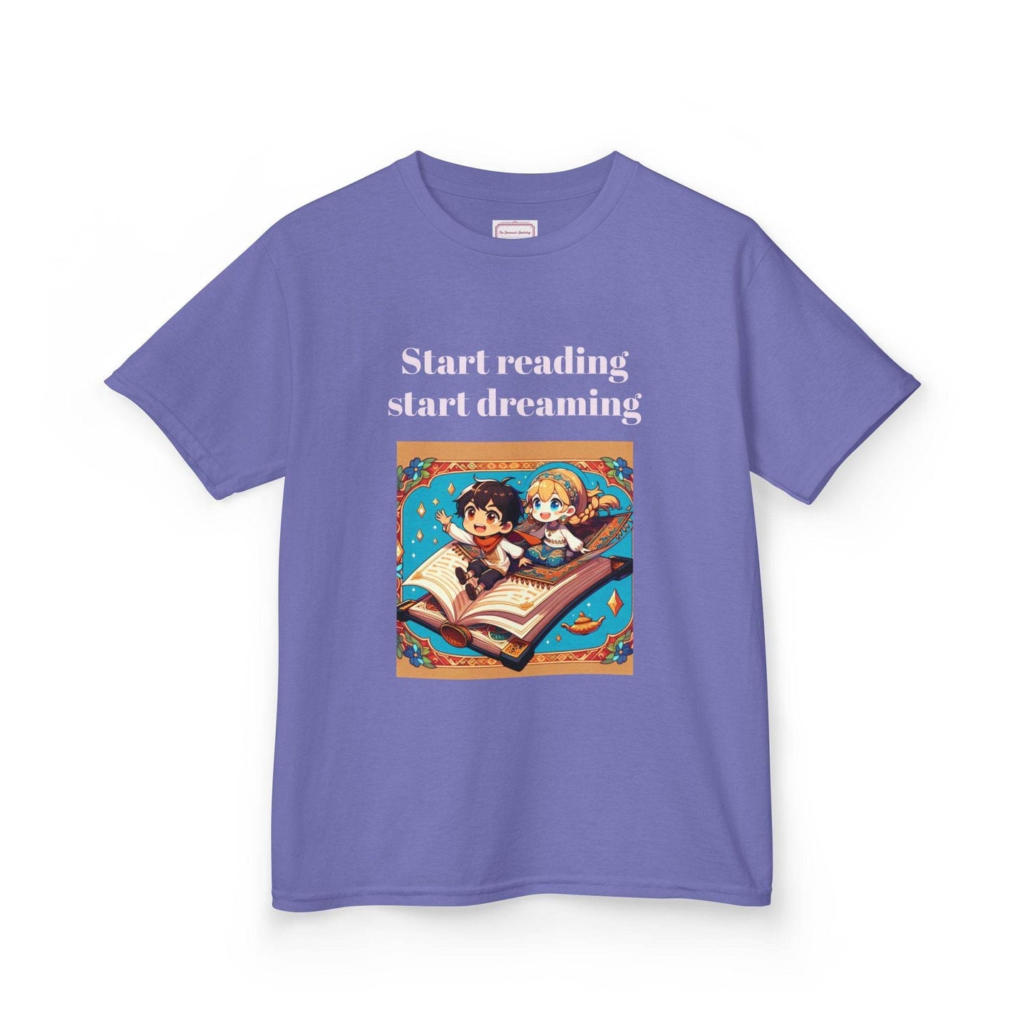 AU - Kids Heavy Cotton™ Tee - Start Reading Start Dreaming - Inspirational Youth T-Shirt - The Dreamer's Bookshop.
