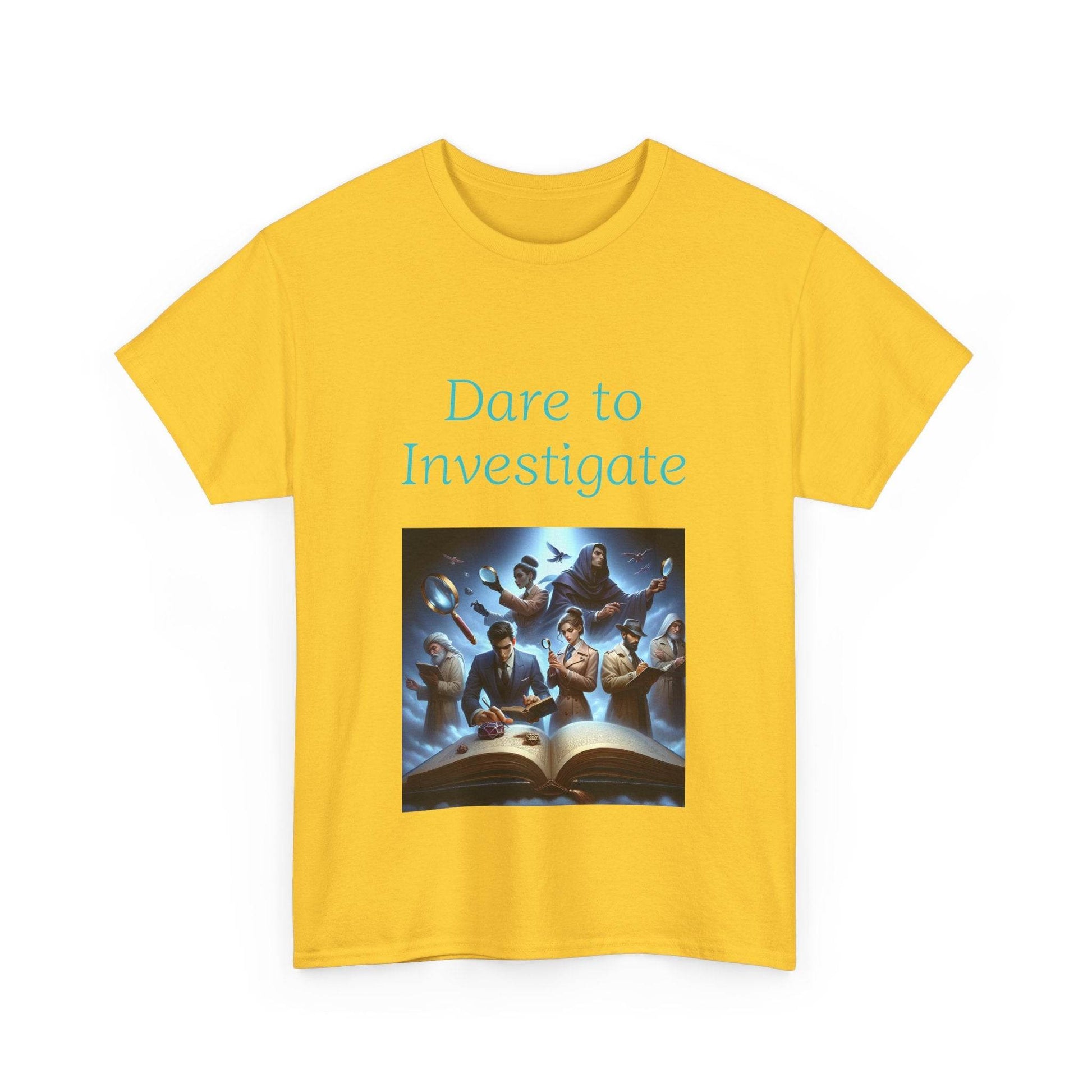 Investigate - Unisex Heavy Cotton Tee - Crime/Mystery Books - The Dreamer's Bookshop.