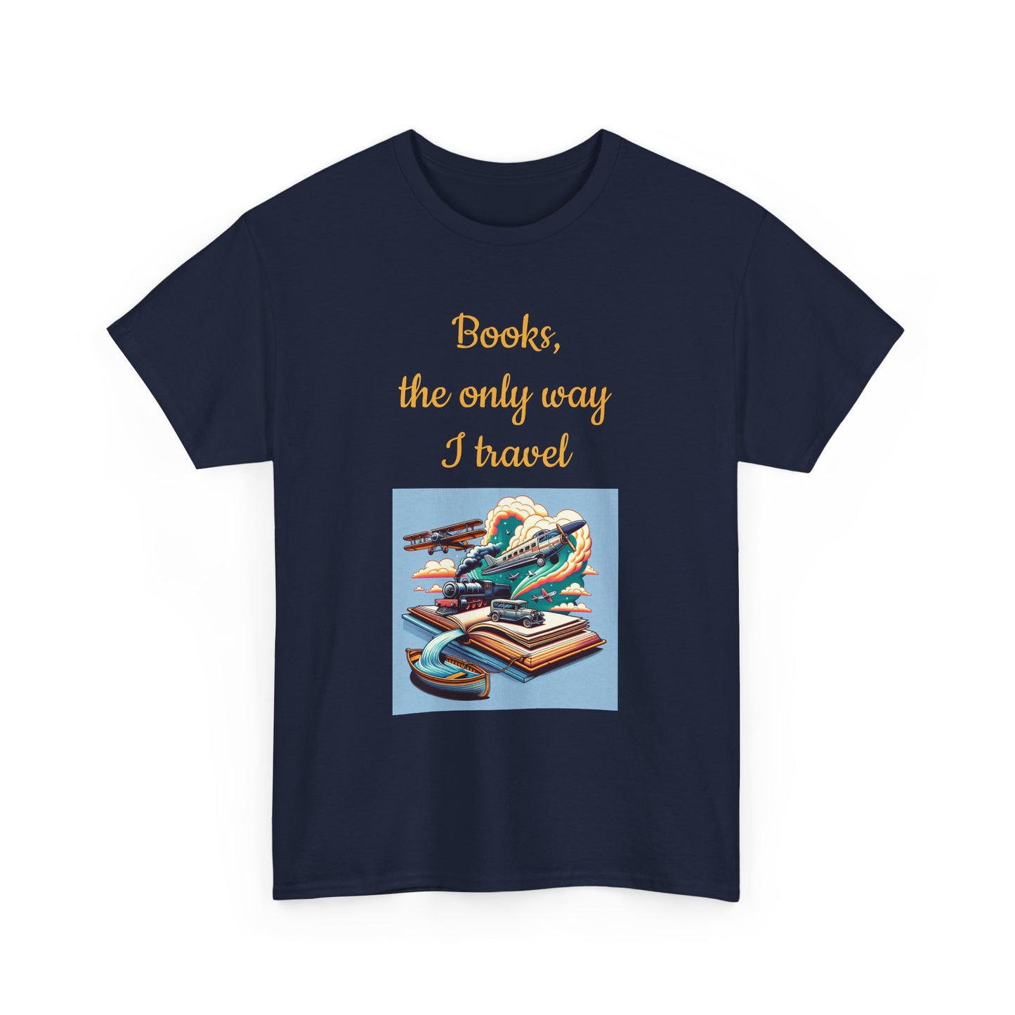 Book Lover's Unisex Heavy Cotton Tee - "Travel" - The Dreamer's Bookshop.