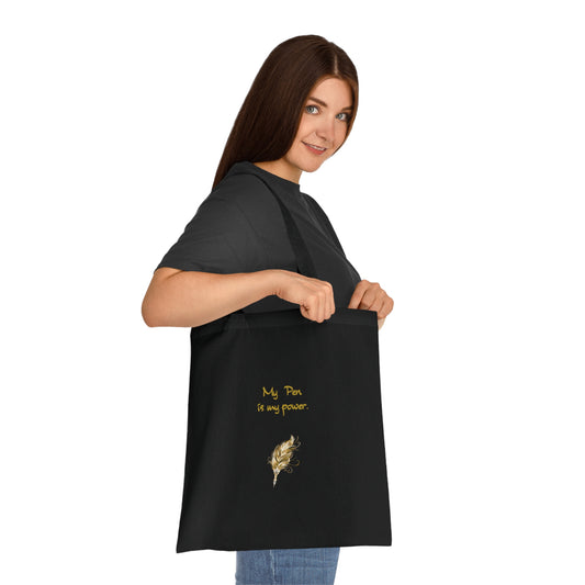 Inspirational Cotton Tote Bag - "My Pen is My Power" - The Dreamer's Bookshop.