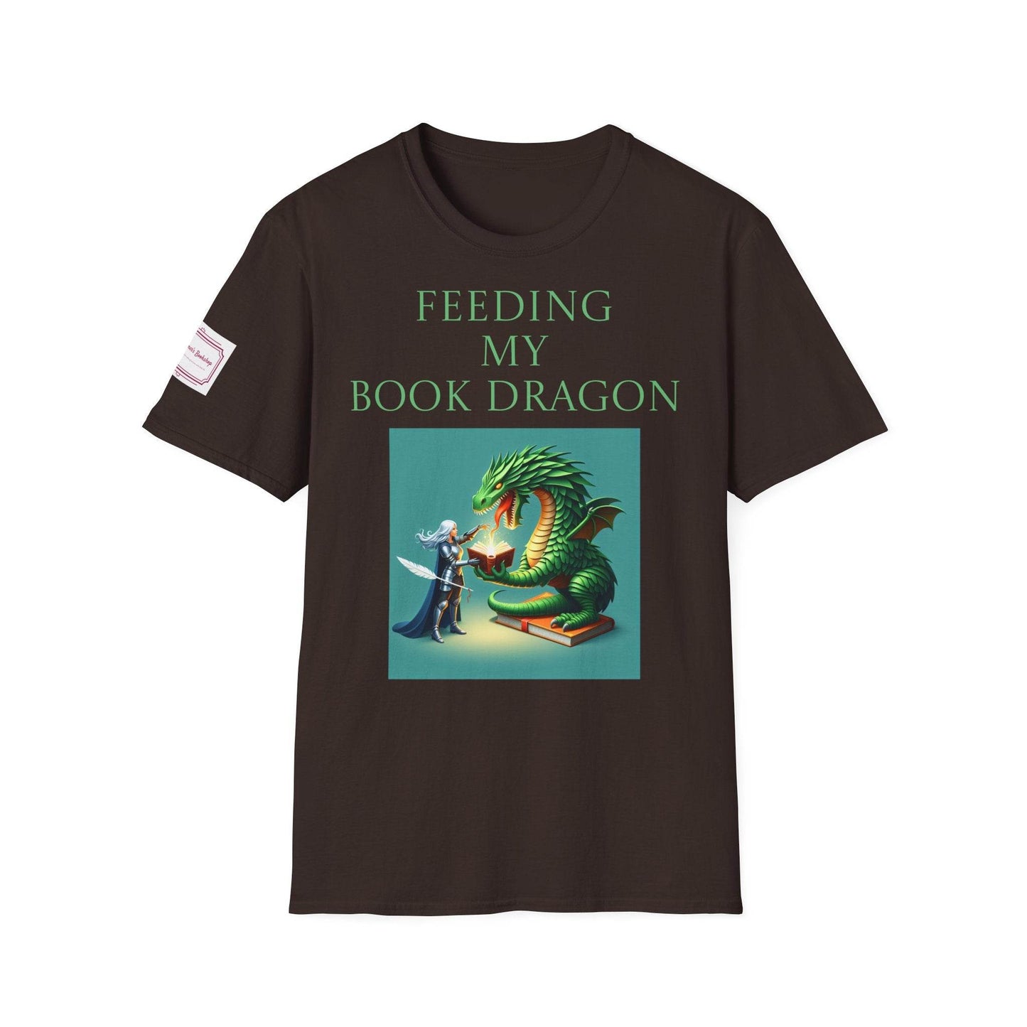 Inspirational Unisex Softstyle T-Shirt - 'Book Dragon' Motivational Design - The Dreamer's Bookshop.