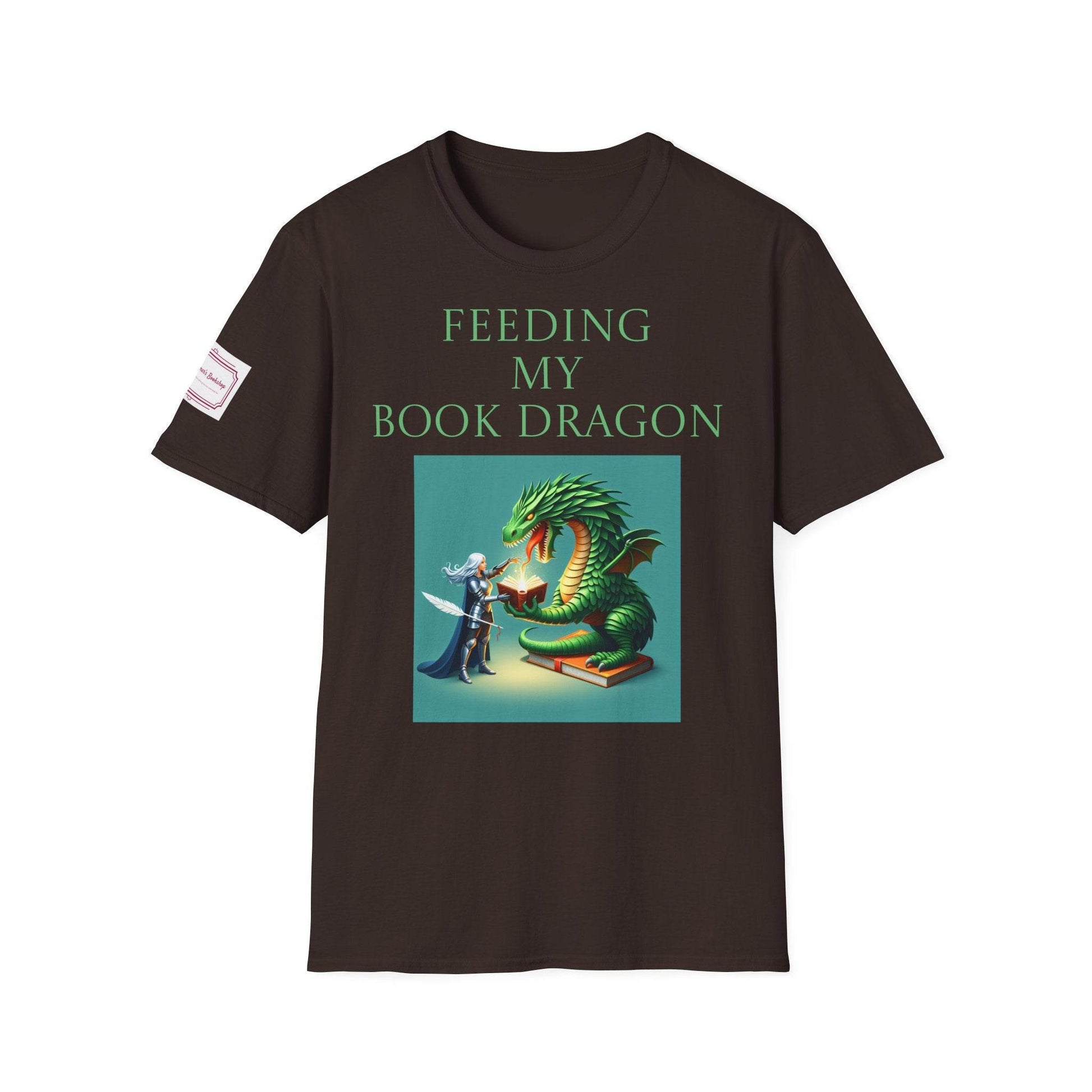 Inspirational Unisex Softstyle T-Shirt - 'Book Dragon' Motivational Design - The Dreamer's Bookshop.