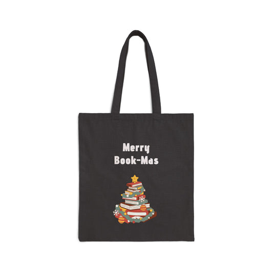 Merry Book-Mas Cotton Canvas Tote Bag - Perfect for Writers & Dreamers