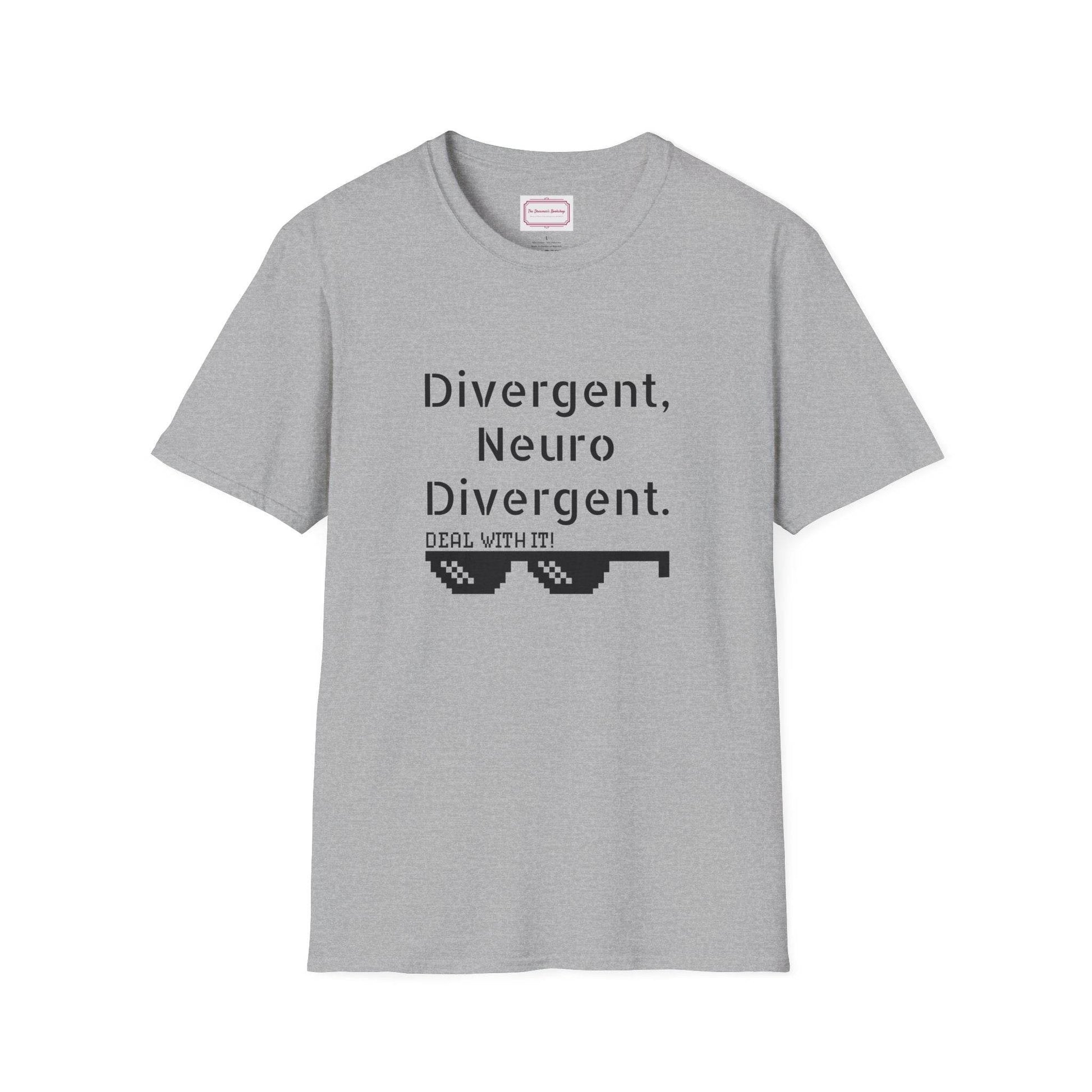 Divergent Neurodivergent T-Shirt - Unisex Softstyle Tee for Acceptance and Awareness - The Dreamer's Bookshop.