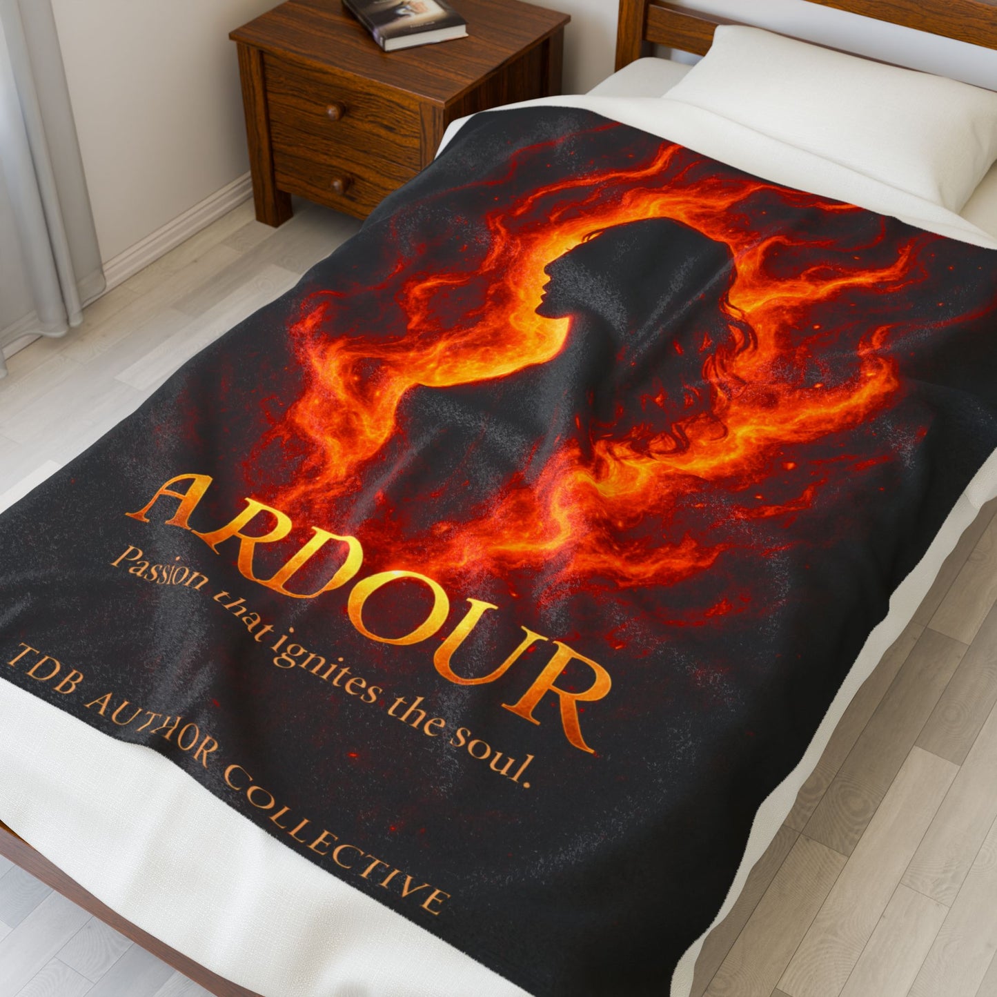 Cozy Velveteen Plush Blanket - "Ardour"- For Book Lovers and Cozy Nights