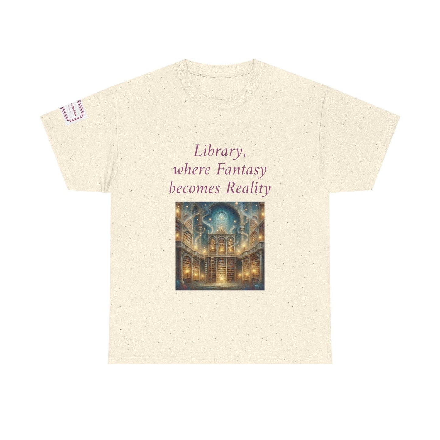 Library, Fantasy, Reality - Graphic Unisex Heavy Cotton Tee - Book Lovers - The Dreamer's Bookshop.