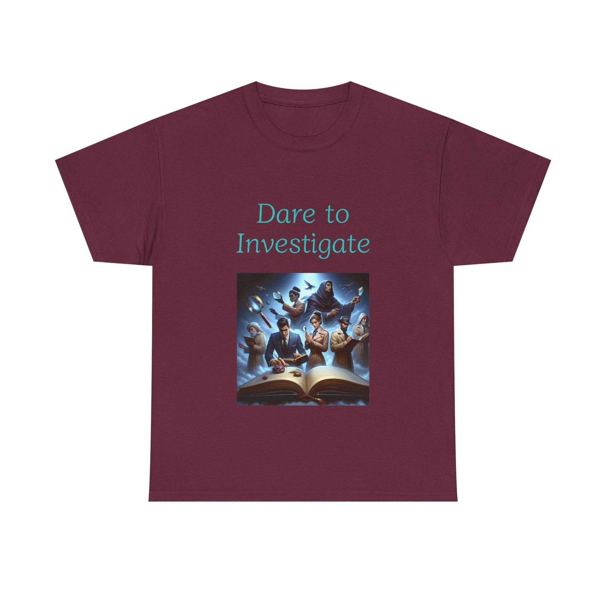 Investigate - Unisex Heavy Cotton Tee - Crime/Mystery Books - The Dreamer's Bookshop.