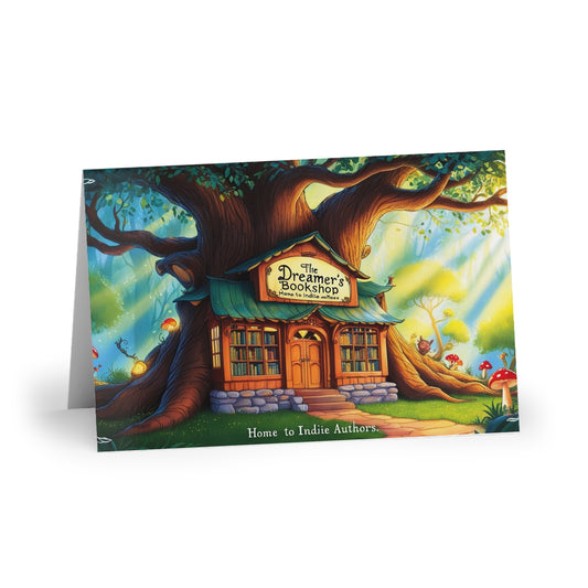 The Dreamer's Bookshop "Tree and Books" Art Print Card - The Dreamer's Bookshop.