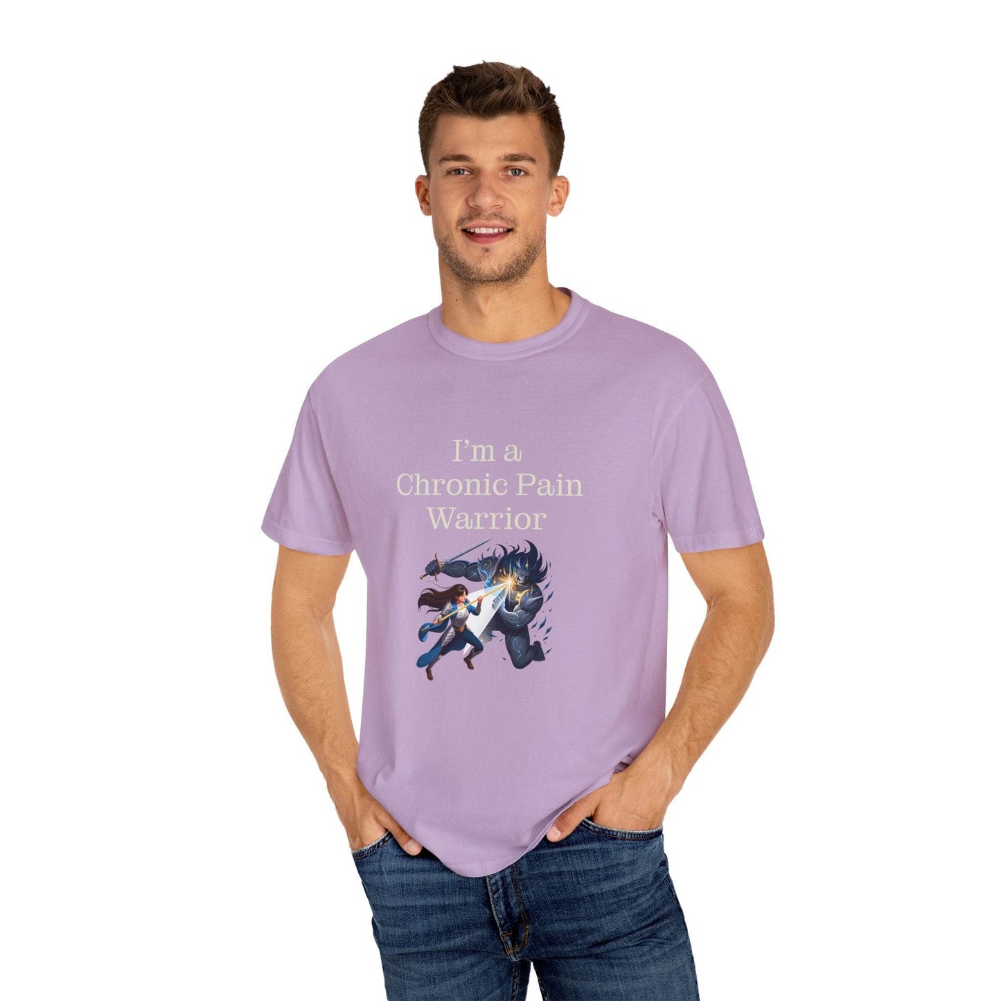 Chronic Pain Warrior Unisex Garment-Dyed T-shirt - Inspirational Motivational Tee - The Dreamer's Bookshop.