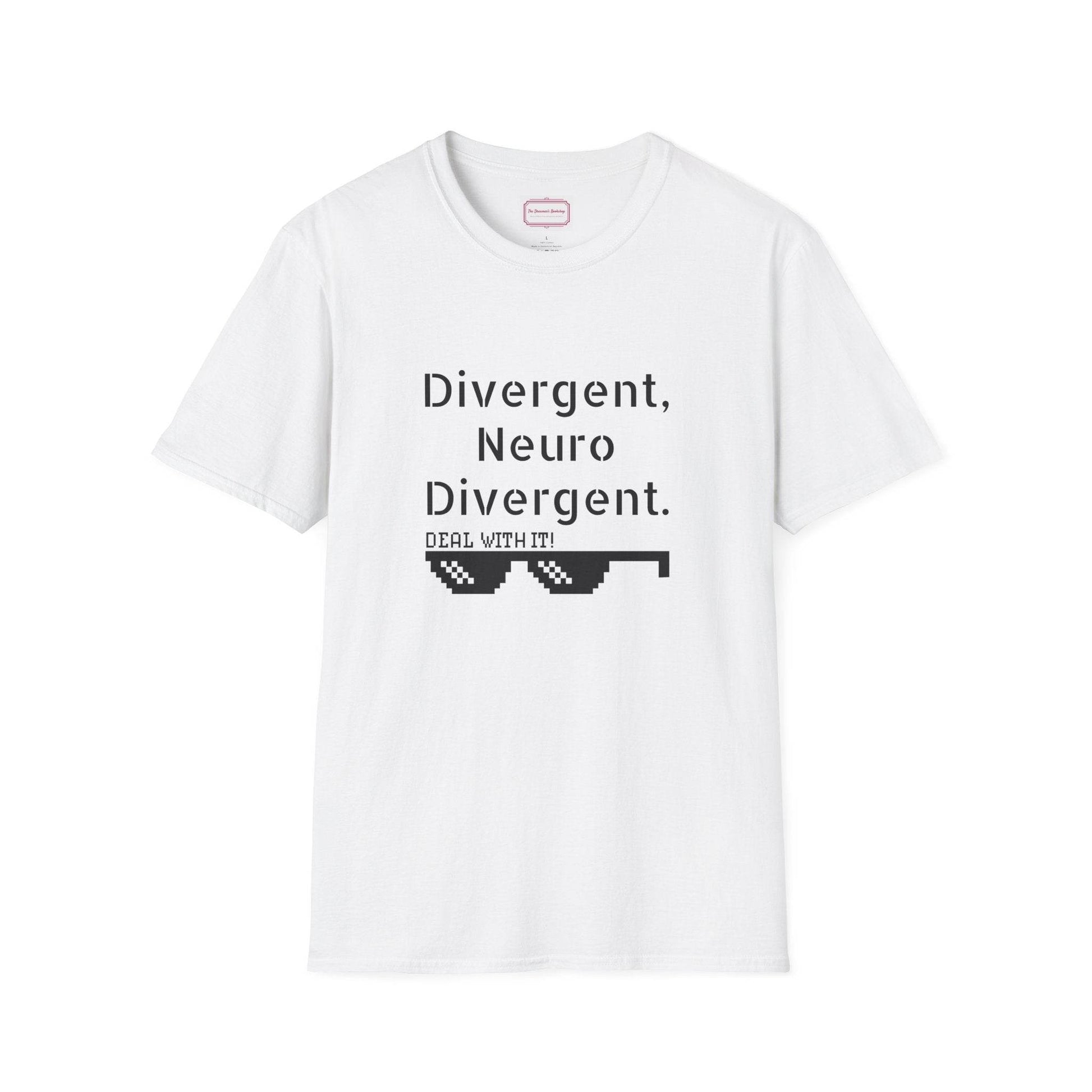 Divergent Neurodivergent T-Shirt - Unisex Softstyle Tee for Acceptance and Awareness - The Dreamer's Bookshop.