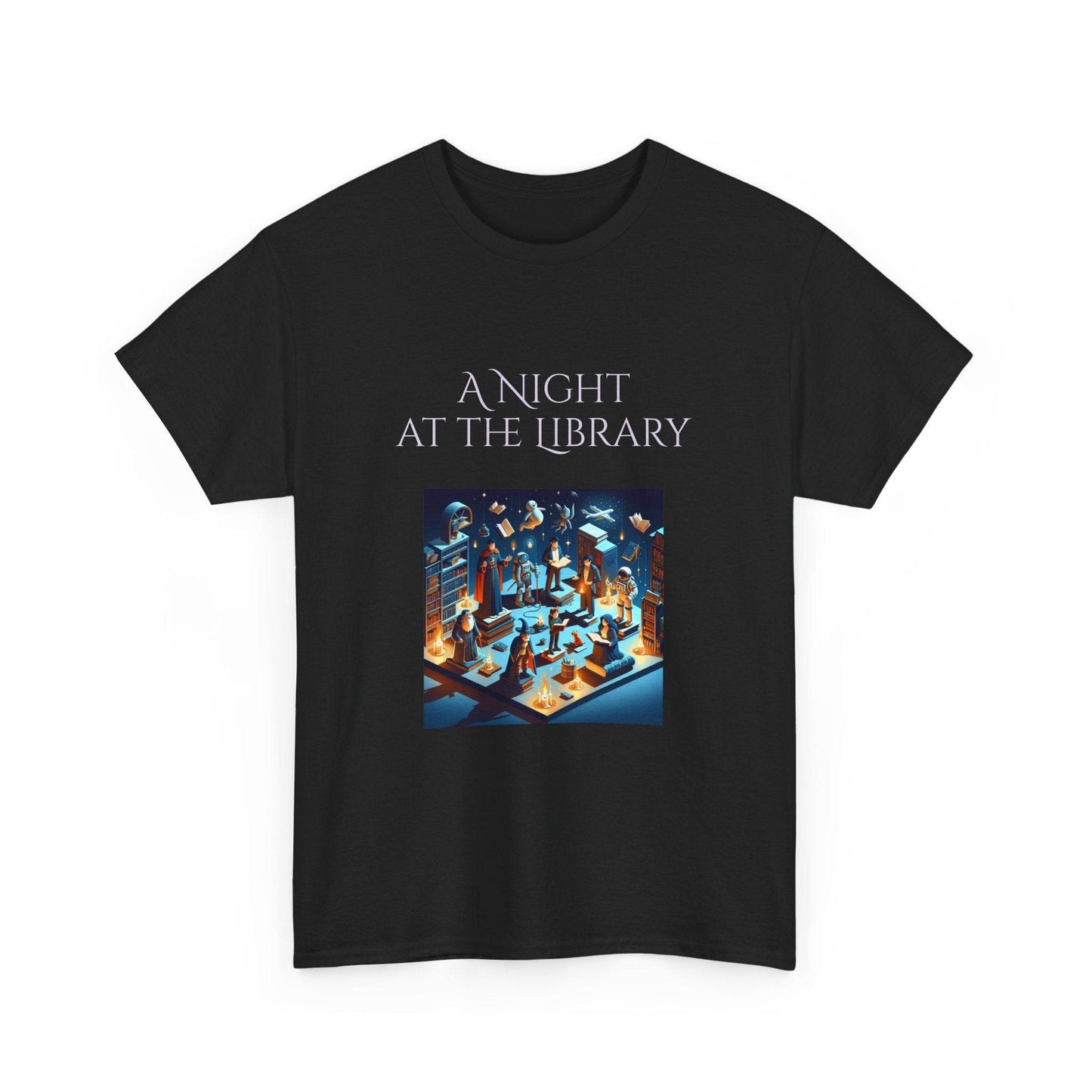 Night at the Library - A Unisex Heavy Cotton Tee - Perfect Gift for Book Lovers - The Dreamer's Bookshop.