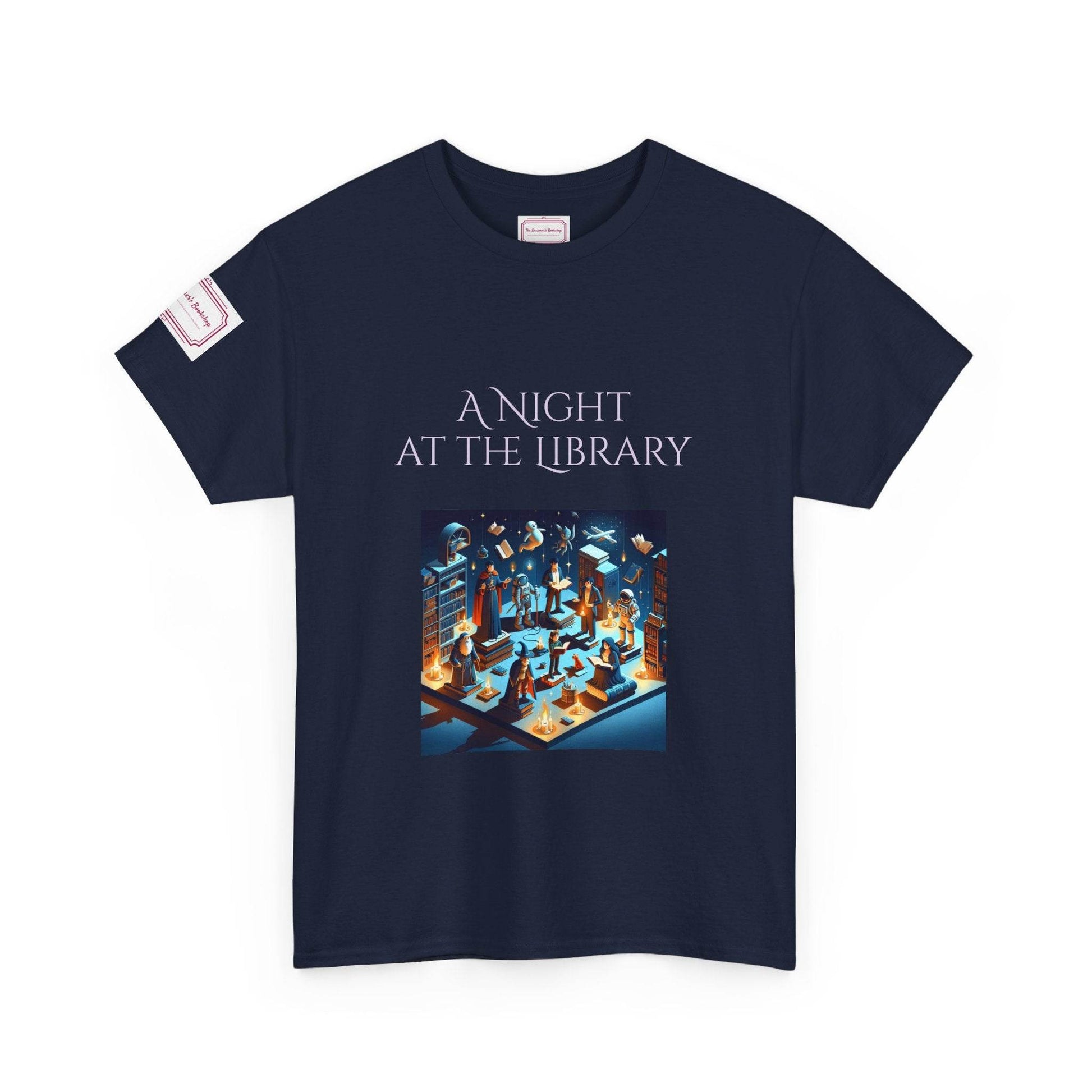 Night at the Library - Unisex Heavy Cotton Tee - Perfect for Book Lovers - The Dreamer's Bookshop.