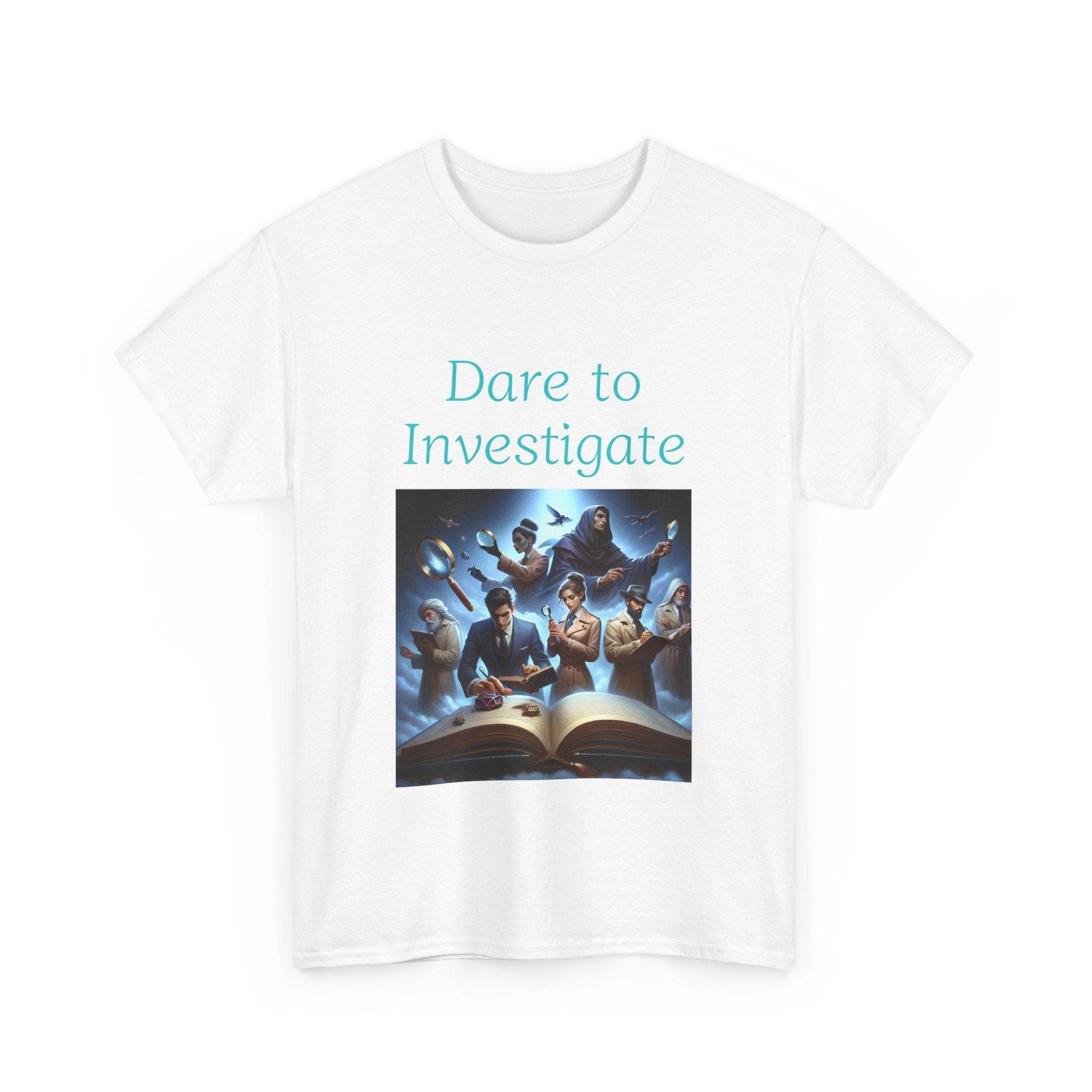 Investigate - Unisex Heavy Cotton Tee - Crime/Mystery Books - The Dreamer's Bookshop.