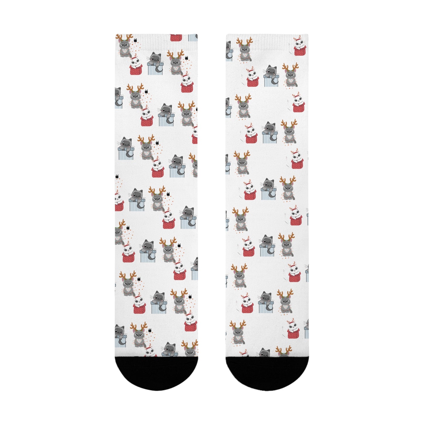 Christmas Cats Crew Socks — Cute Holiday Sublimation Socks
