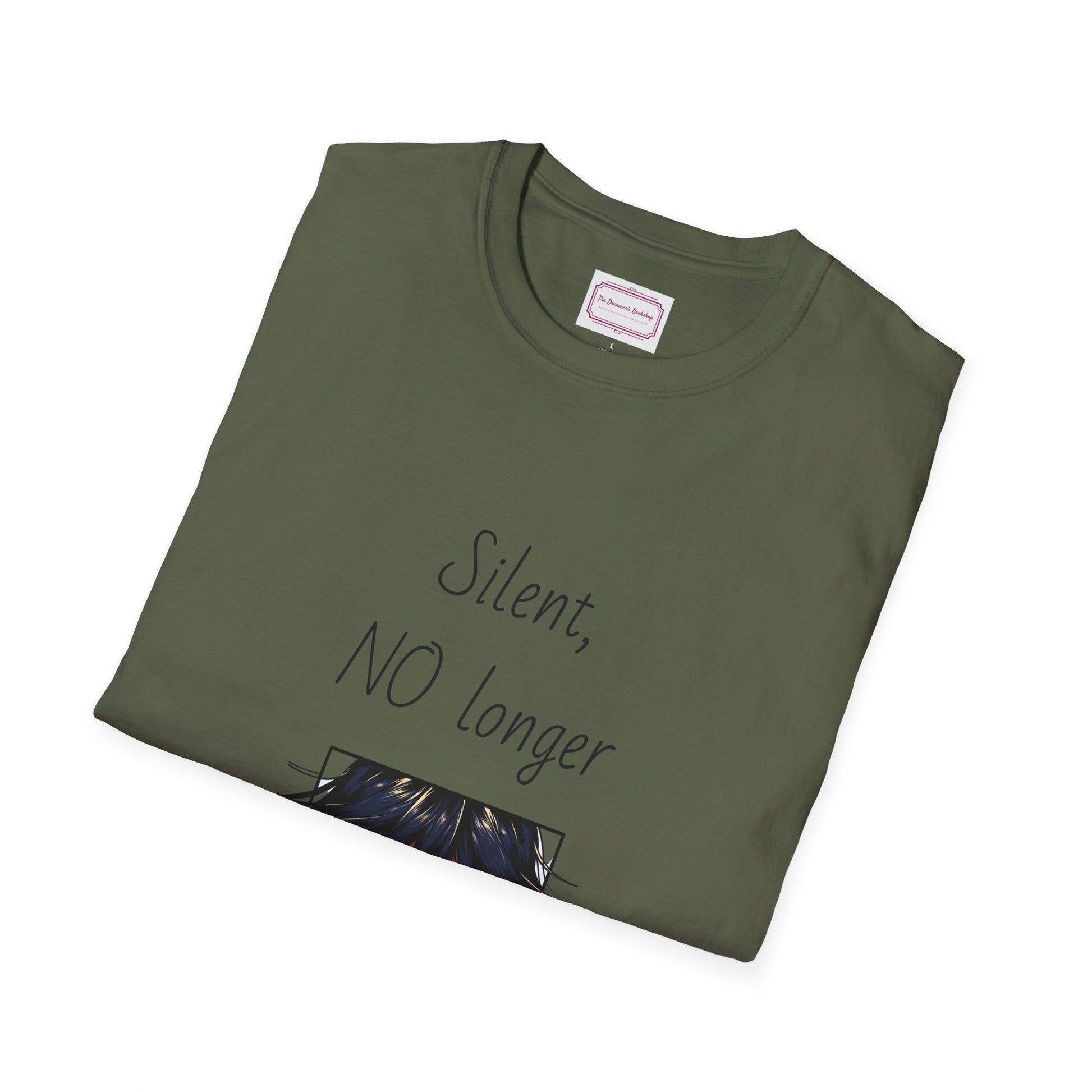 Inspirational Unisex Softstyle T-Shirt - "Silent, NO longer" - The Dreamer's Bookshop.