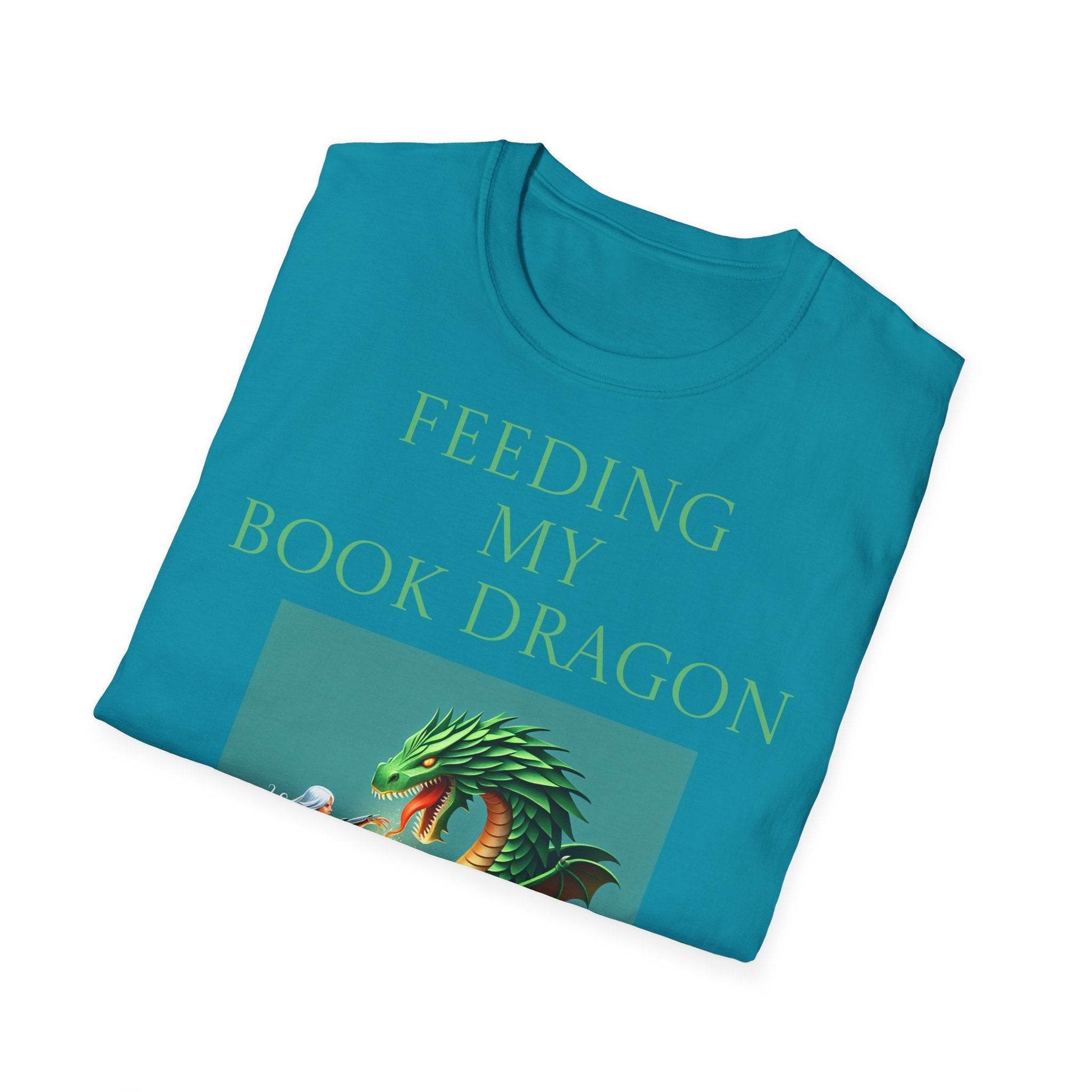 Inspirational Unisex Softstyle T-Shirt - 'Book Dragon' Motivational Design - The Dreamer's Bookshop.