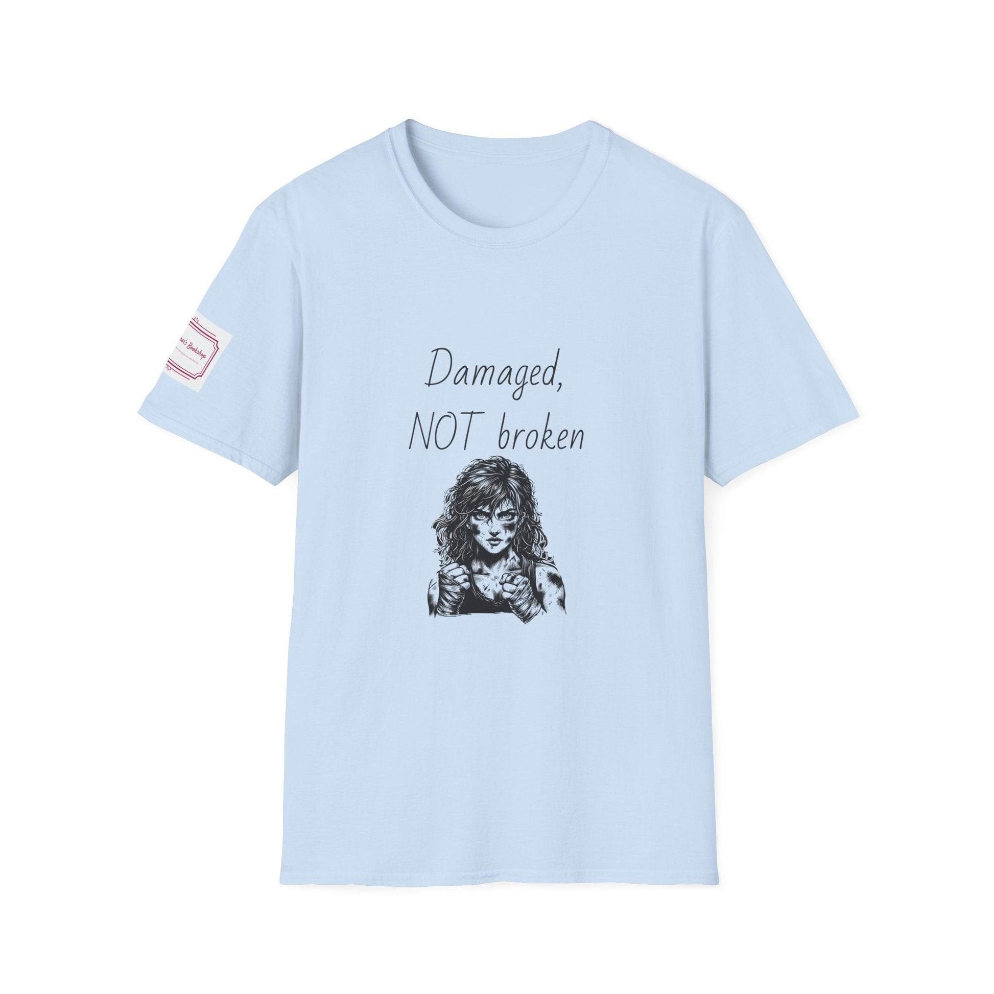 Fierce Survivor Unisex Softstyle T-Shirt - 'Damaged, NOT broken' - The Dreamer's Bookshop.
