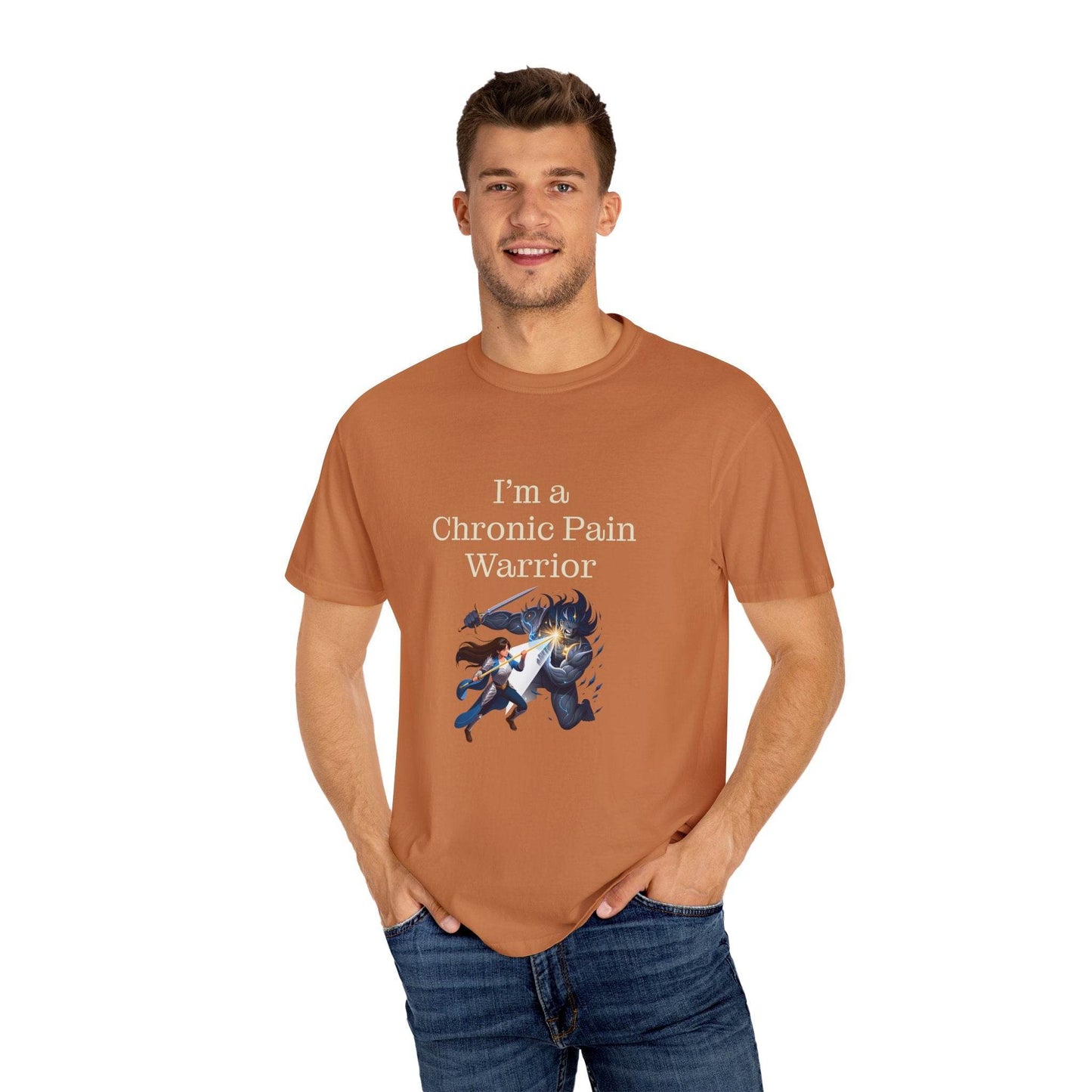Chronic Pain Warrior Unisex Garment-Dyed T-shirt - Inspirational Motivational Tee - The Dreamer's Bookshop.