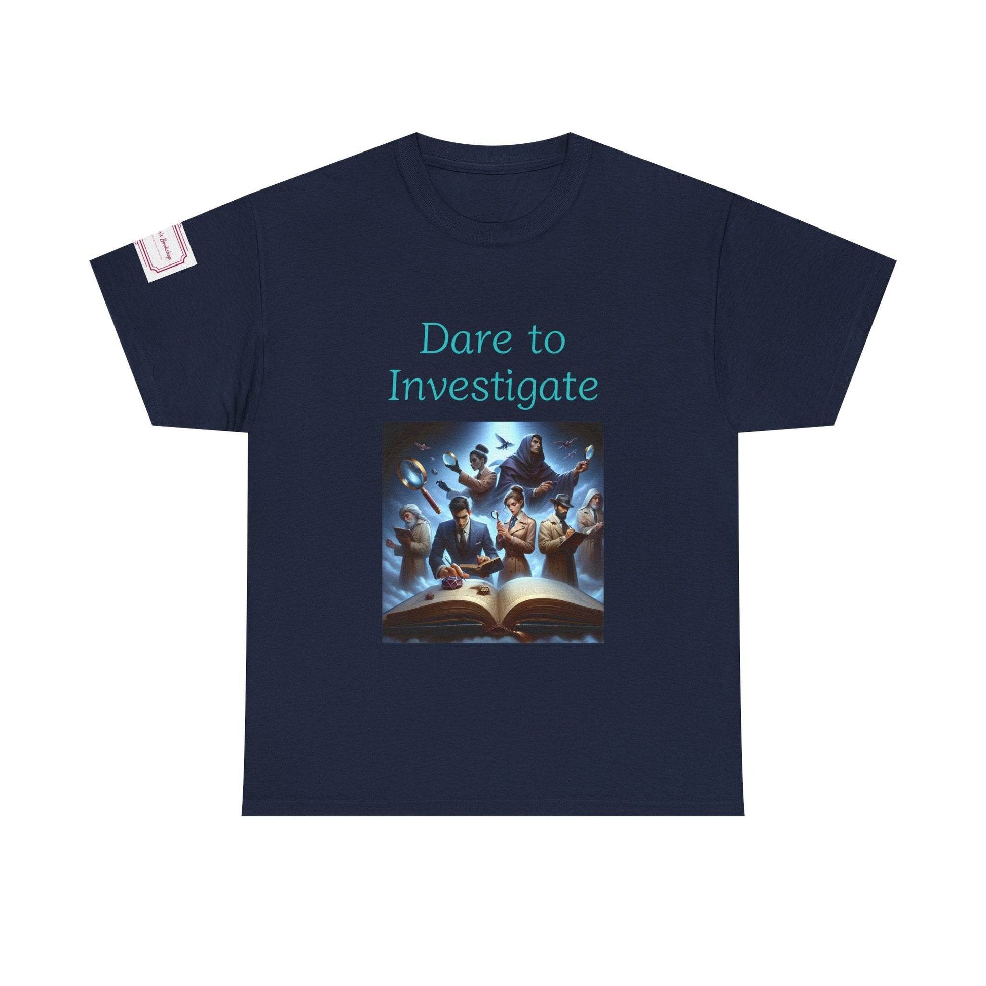 Investigate - Graphic Unisex Heavy Cotton Tee - Crime/Mystery Books - The Dreamer's Bookshop.