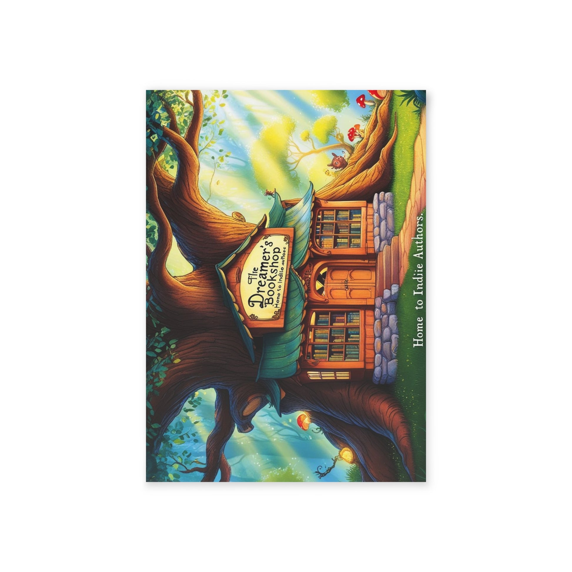 The Dreamer's Bookshop "Tree and Books" Art Print Card - The Dreamer's Bookshop.