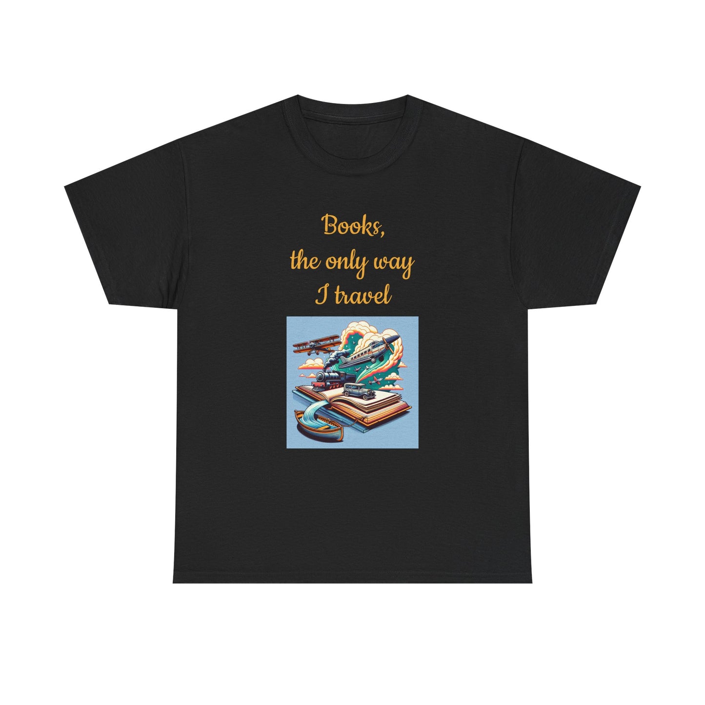 Book Lover's Unisex Heavy Cotton Tee - "Travel" - The Dreamer's Bookshop.