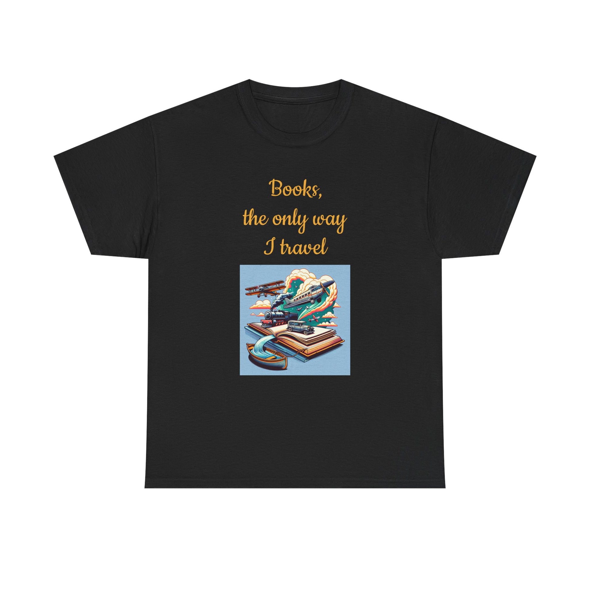 Book Lover's Unisex Heavy Cotton Tee - "Travel" - The Dreamer's Bookshop.