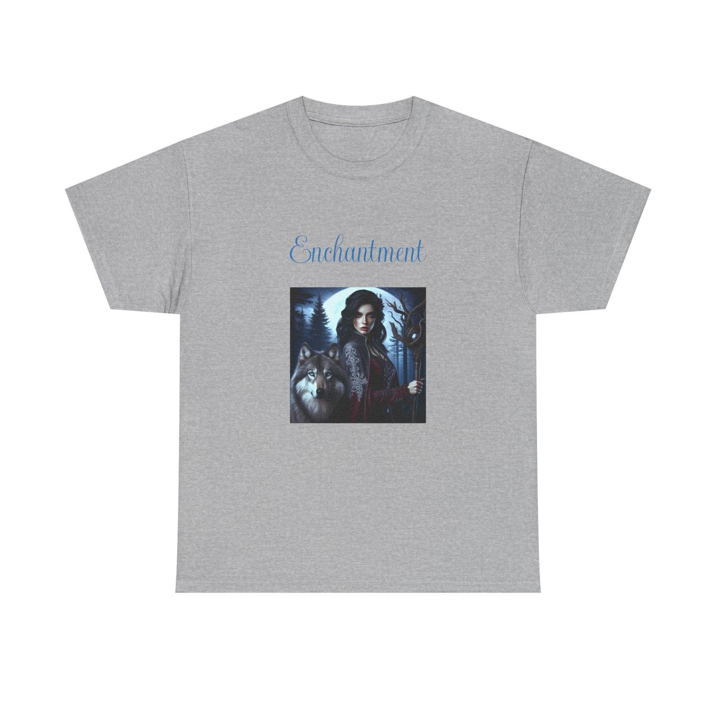 Enchanting Wolf Graphic Tee - Unisex Heavy Cotton T-Shirt for Nature Lovers - The Dreamer's Bookshop.