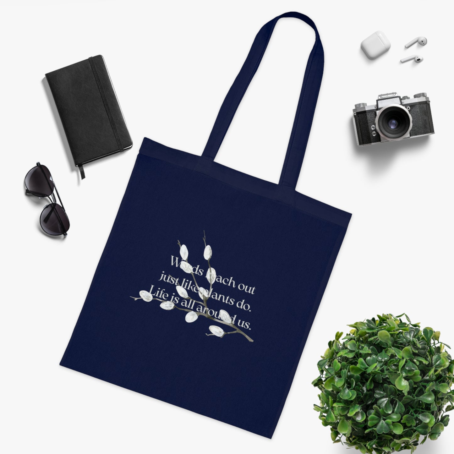 Inspirational Cotton Tote Bag - "Words Reach Out" by The Dreamer's Bookshop