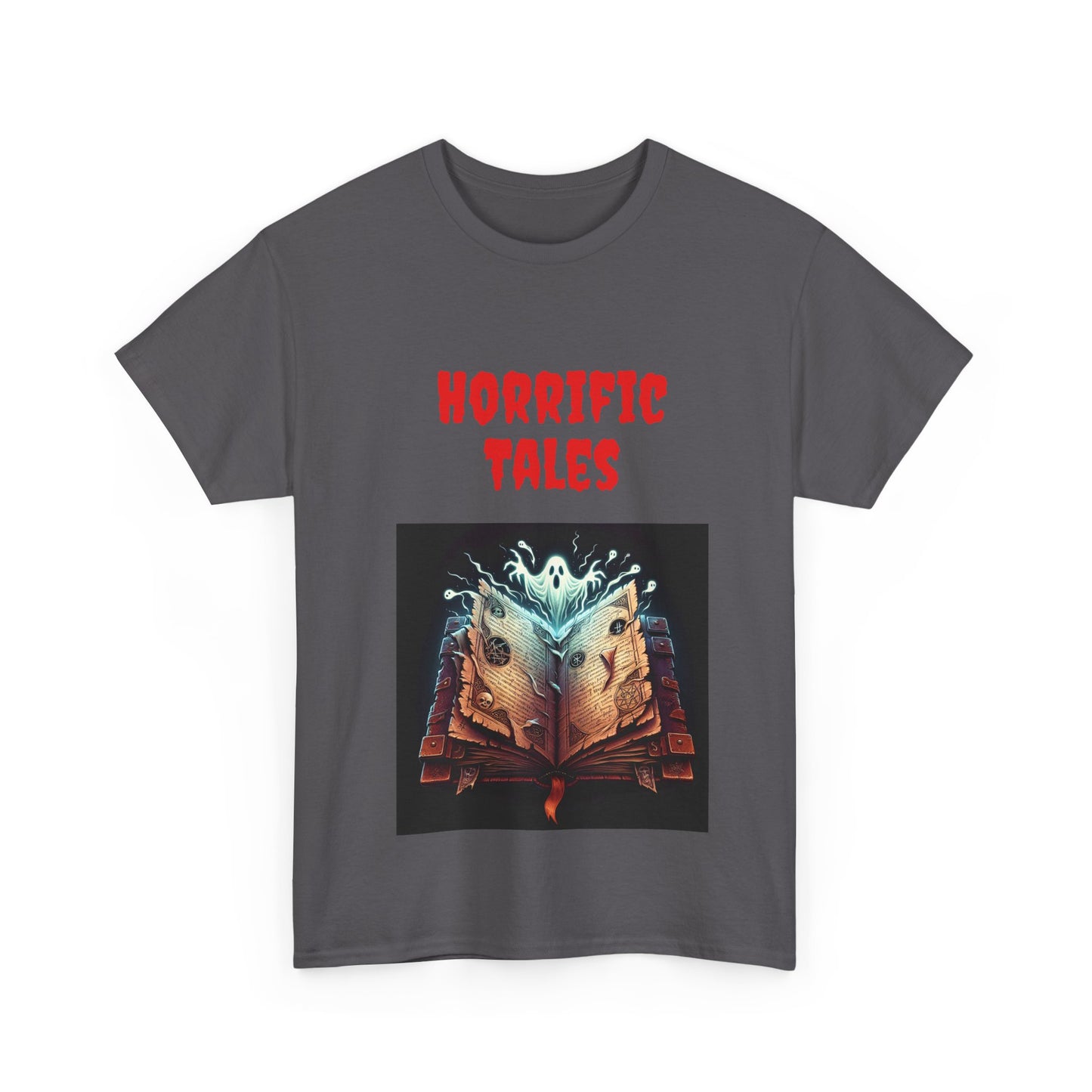 Book Lover's Unisex Heavy Cotton Tee - "Horrific Tales" - The Dreamer's Bookshop.