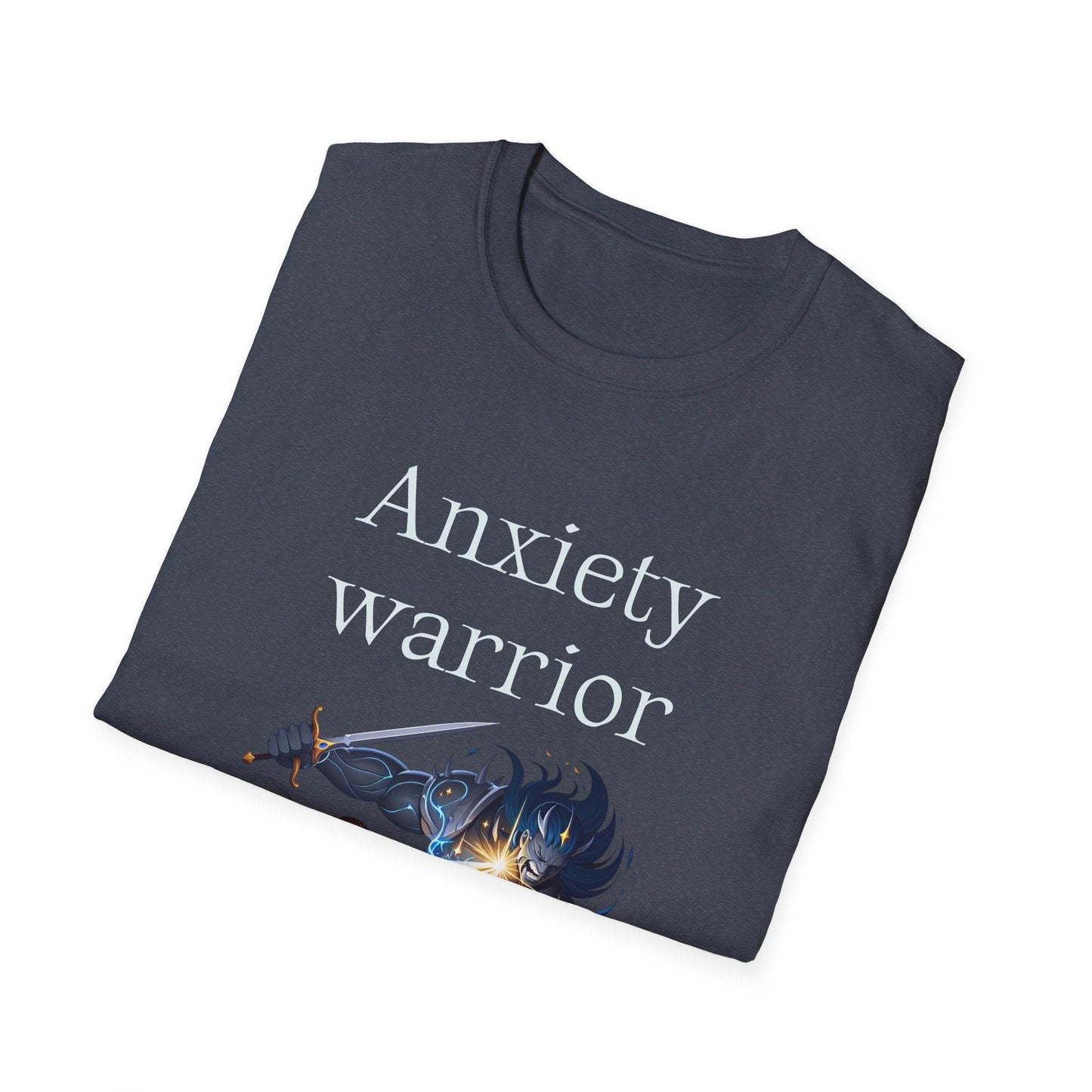 Anxiety Warrior Unisex Softstyle T-Shirt - Empowering Battle Against Mental Health - The Dreamer's Bookshop.