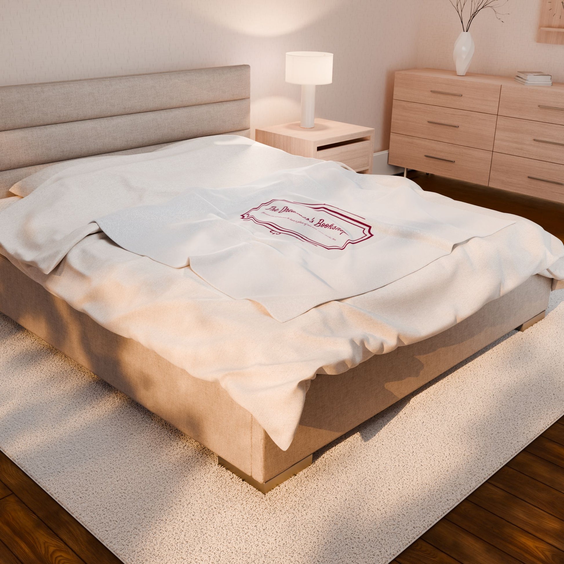 Cozy Velveteen Plush Blanket - "The Dreamer's Bookshop" Design - Perfect for Book Lovers and Cozy Nights - The Dreamer's Bookshop.