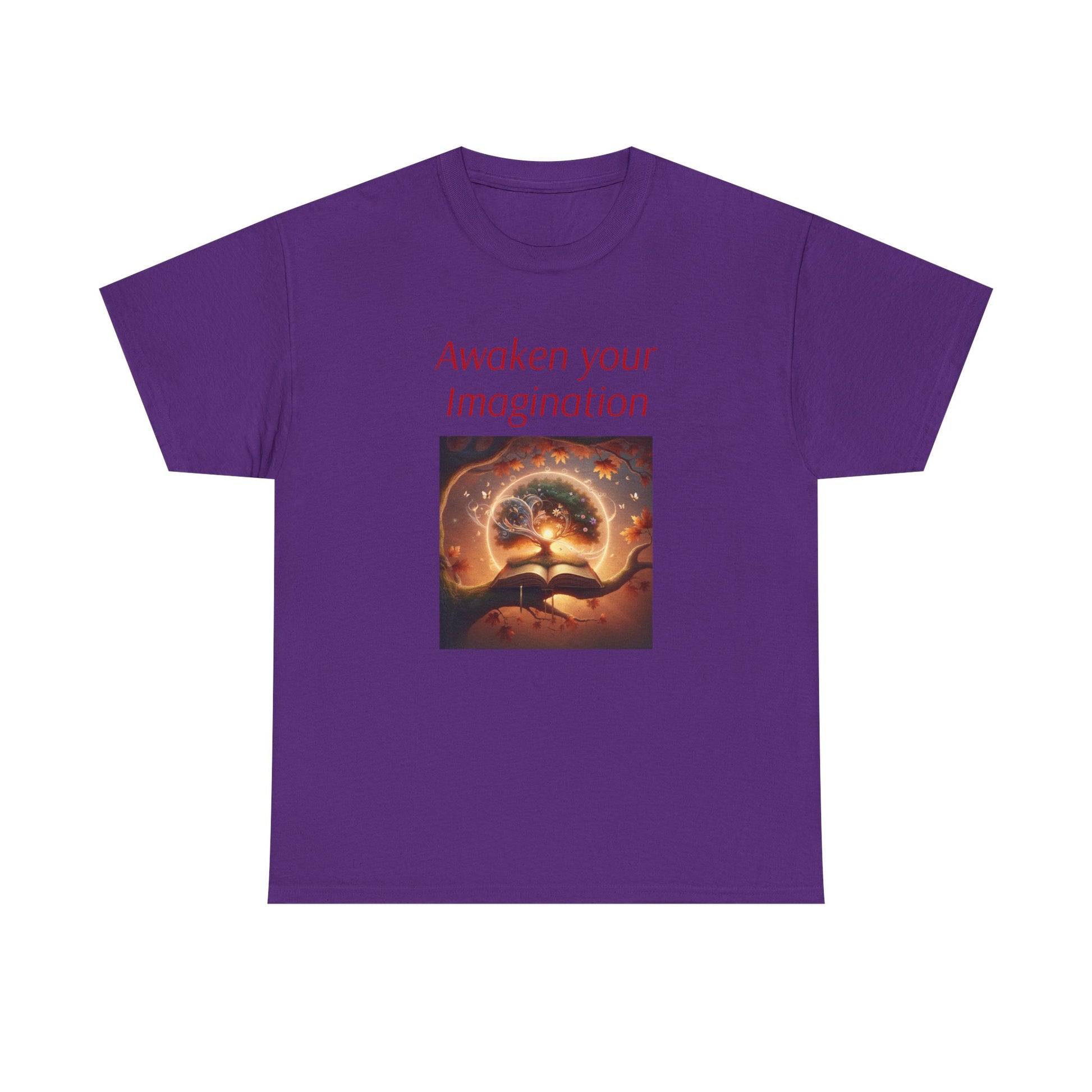 Unisex Heavy Cotton Tee - "Awaken Your Imagination" Inspirational Shirt - The Dreamer's Bookshop.