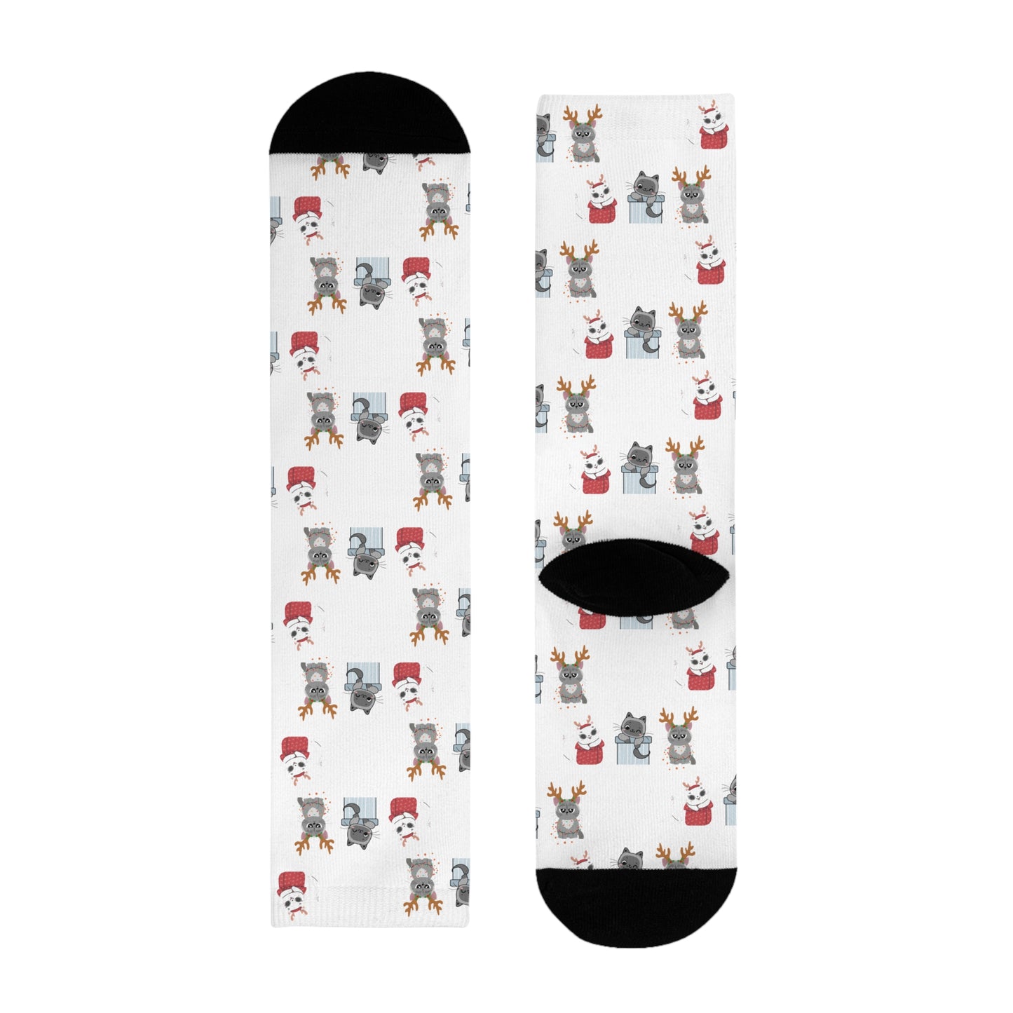 Christmas Cats Crew Socks — Cute Holiday Sublimation Socks