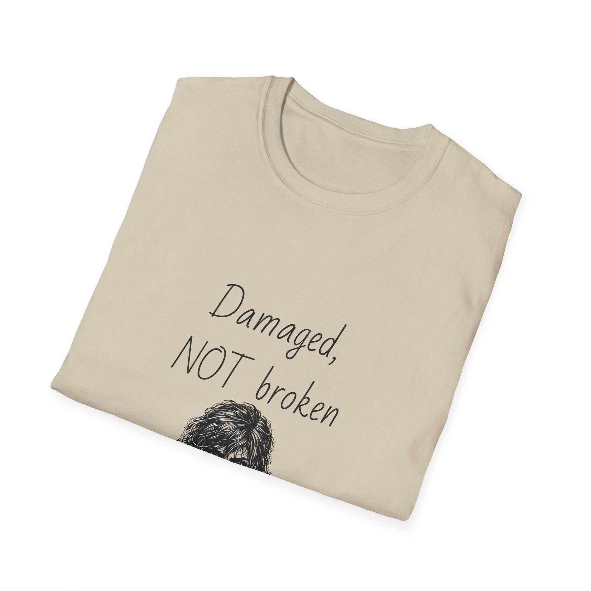 Fierce Survivor Unisex Softstyle T-Shirt - 'Damaged, NOT broken' - The Dreamer's Bookshop.