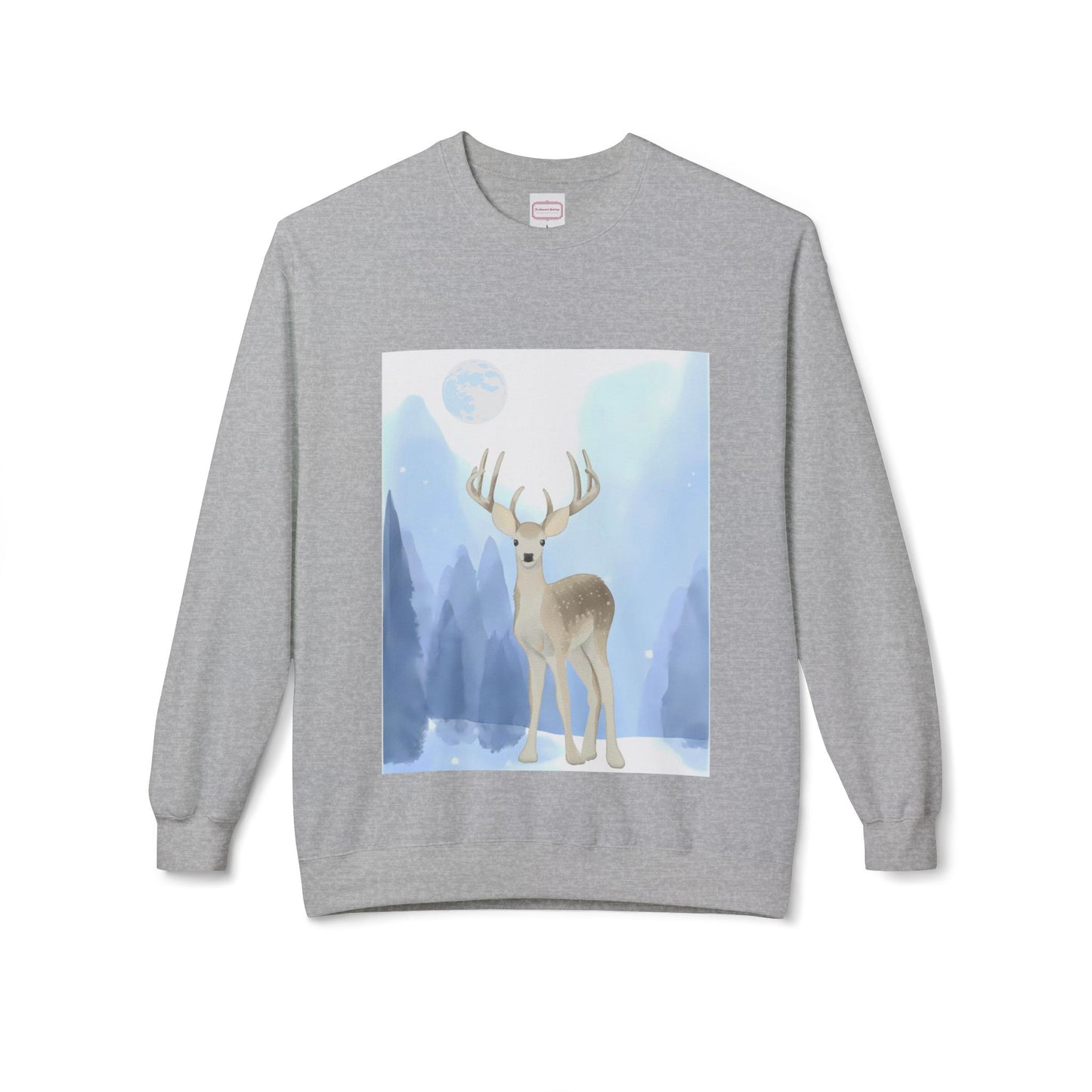 Winter Deer - Unisex Fleece Crewneck Sweatshirt