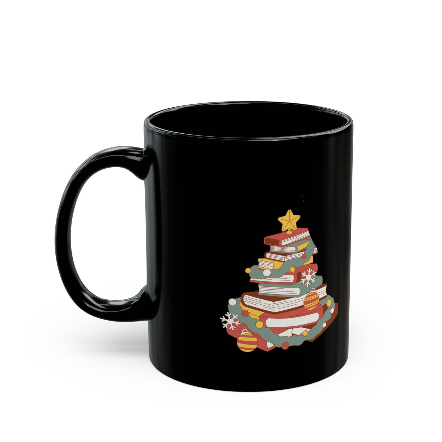 Merry & Bright Black Mug - Book lover's Christmas - 11oz & 15oz Options